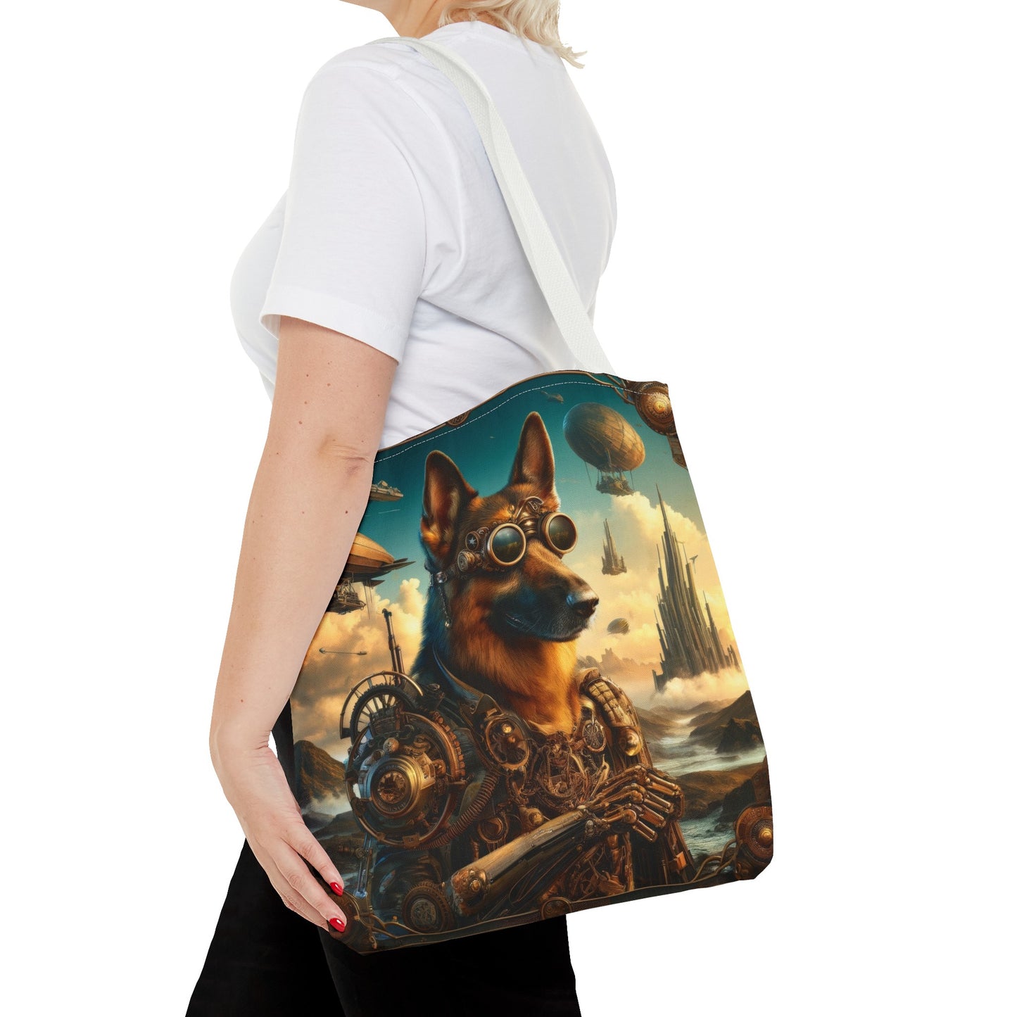 Steampunk Fantasy German Shepherd Tote Bag