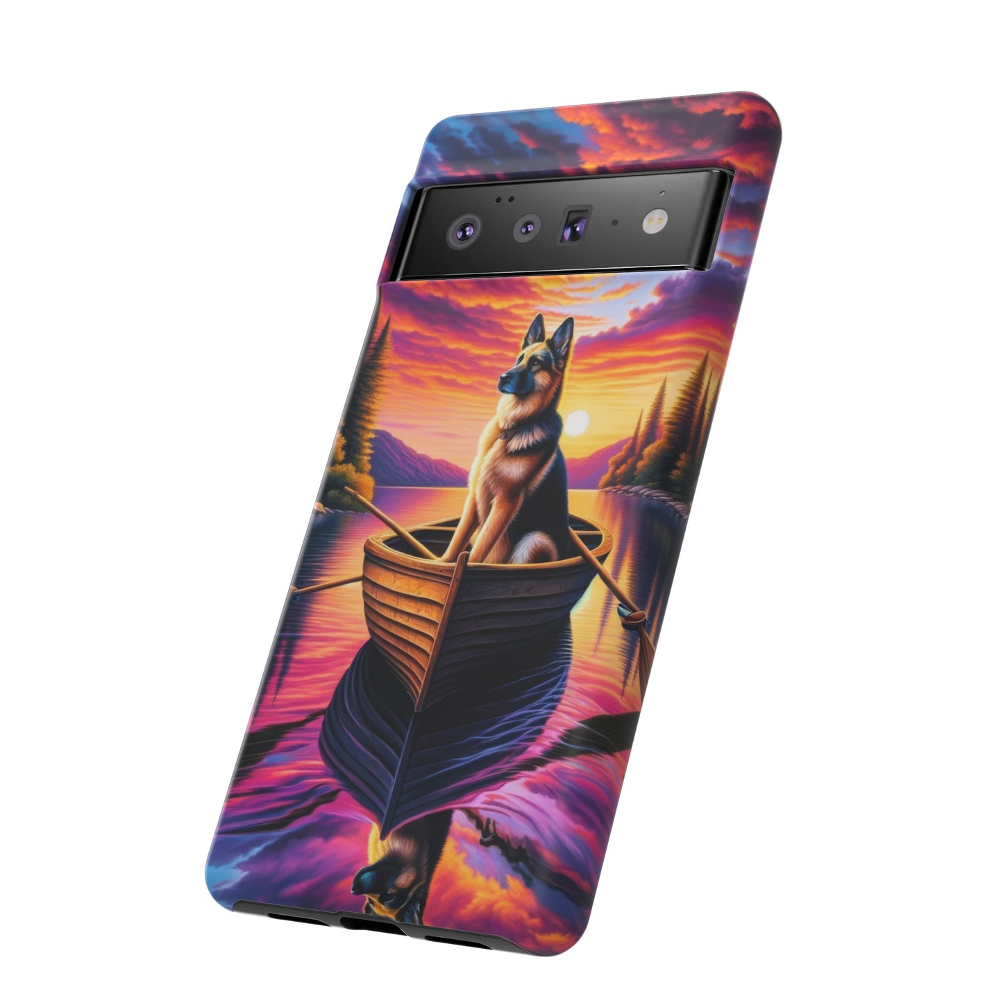 German Shepherd Rowing a boat Phone Case