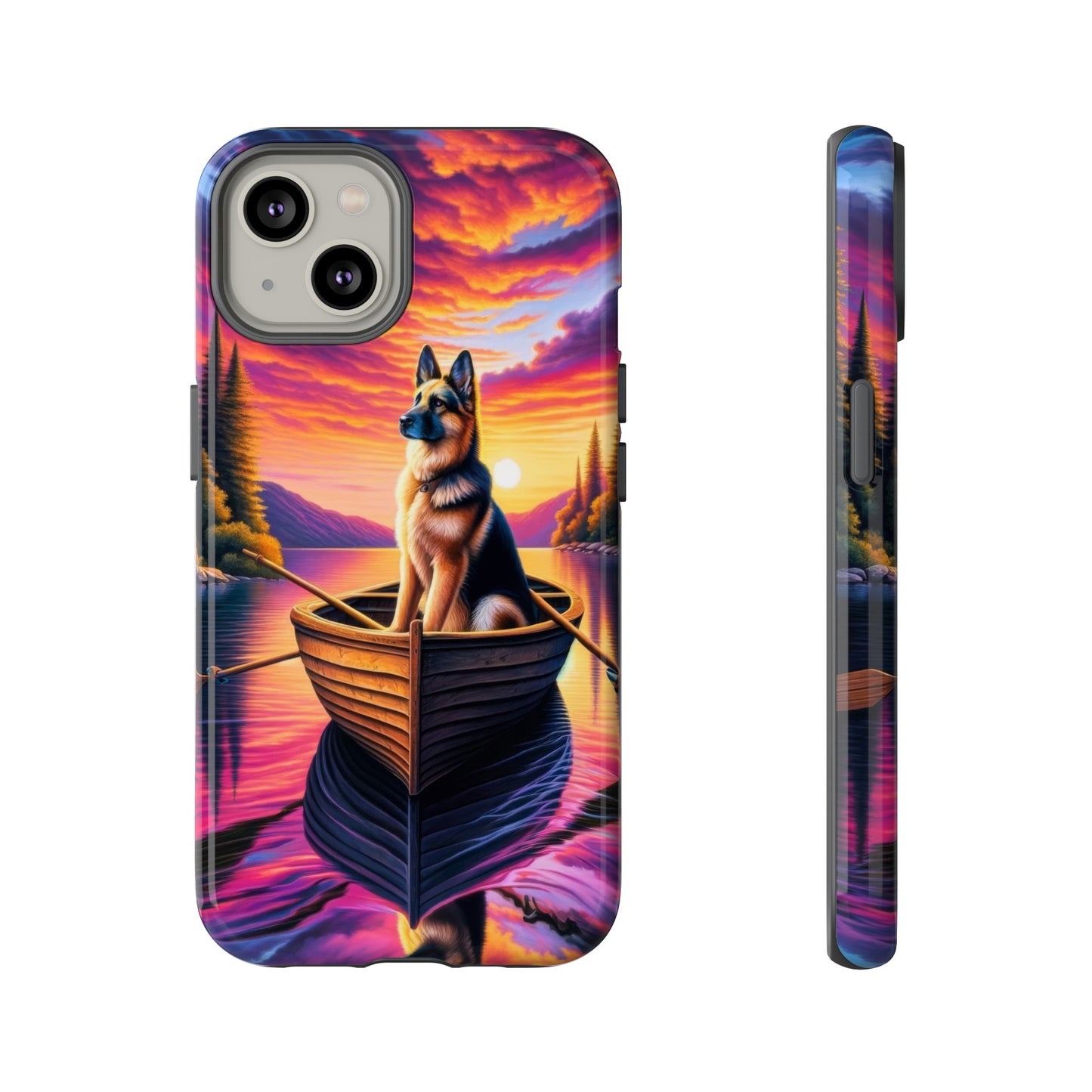 German Shepherd Rowing a boat Phone Case