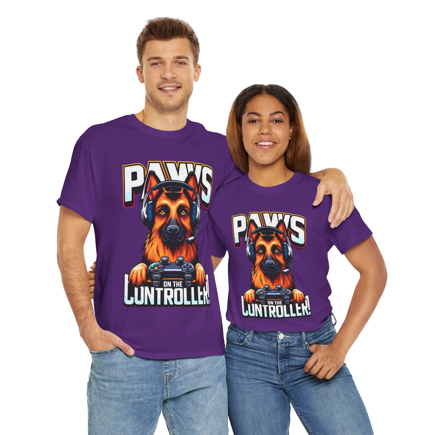 Paws on the Controller T-Shirt (13 colors) (German Shepherd)