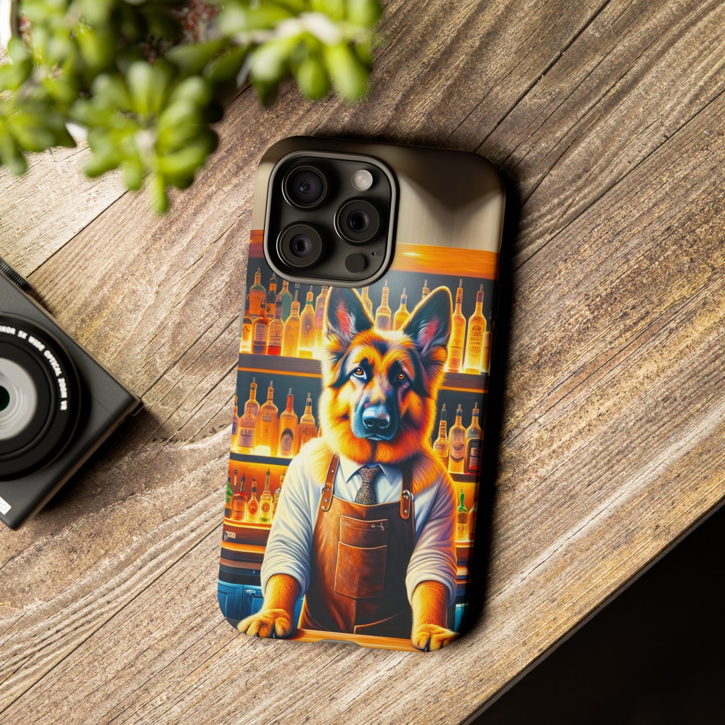 German Shepherd Tending a Bar Phone Case