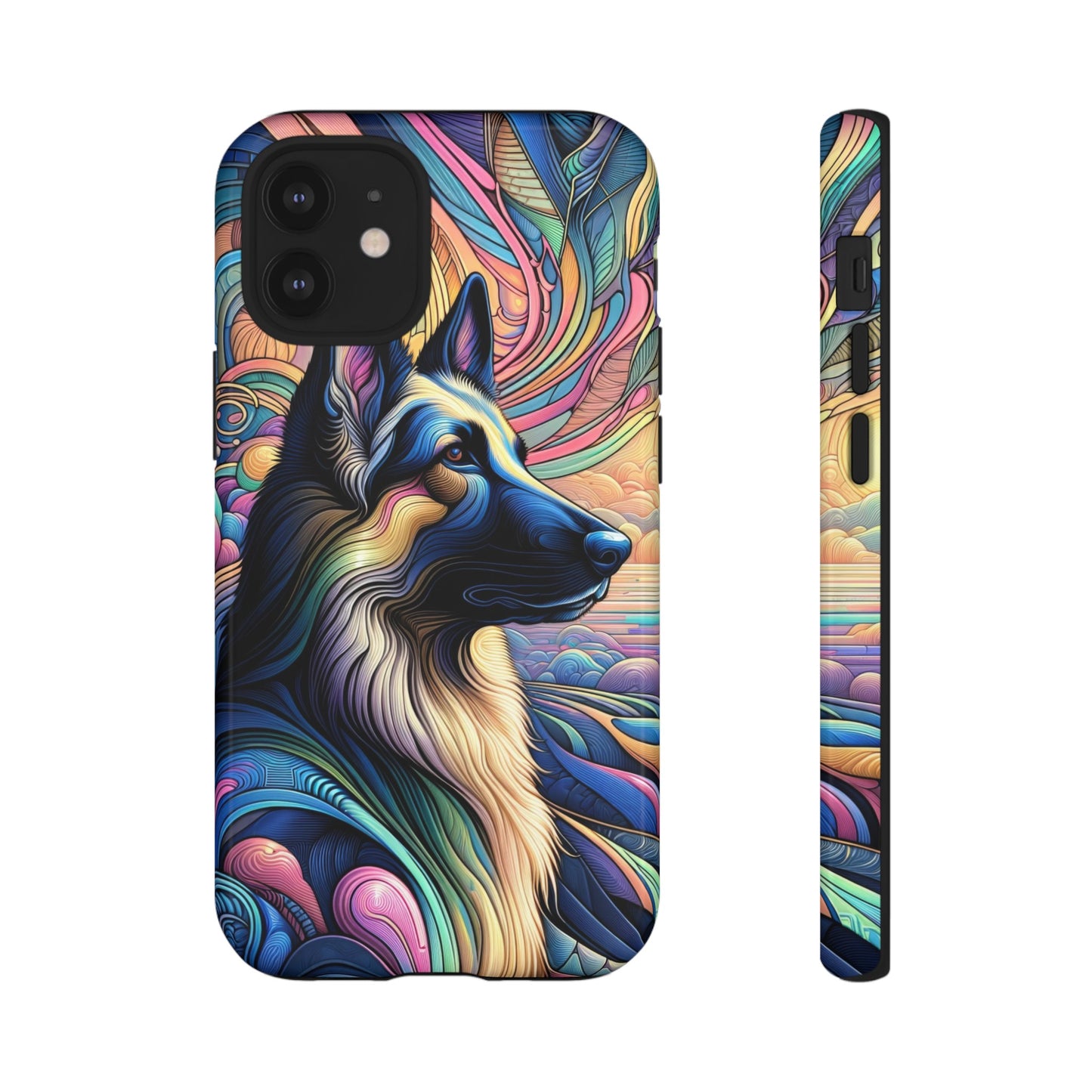 Art nouveau and vaporwave German Shepherd Phone Case