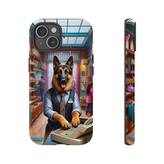 German Shepherd Operating a Cash Register Phone Case