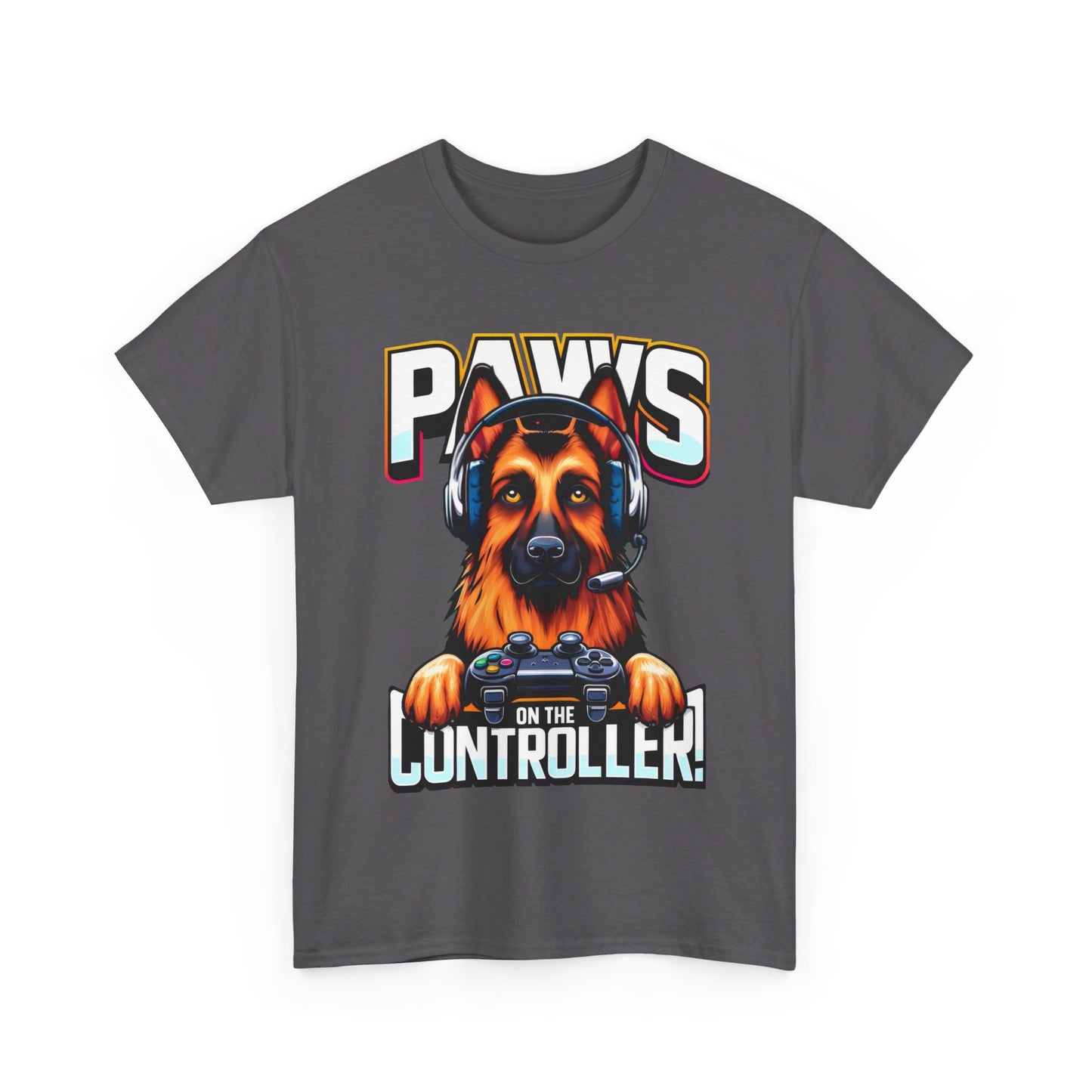 Paws on the Controller T-Shirt (13 colors) (German Shepherd)