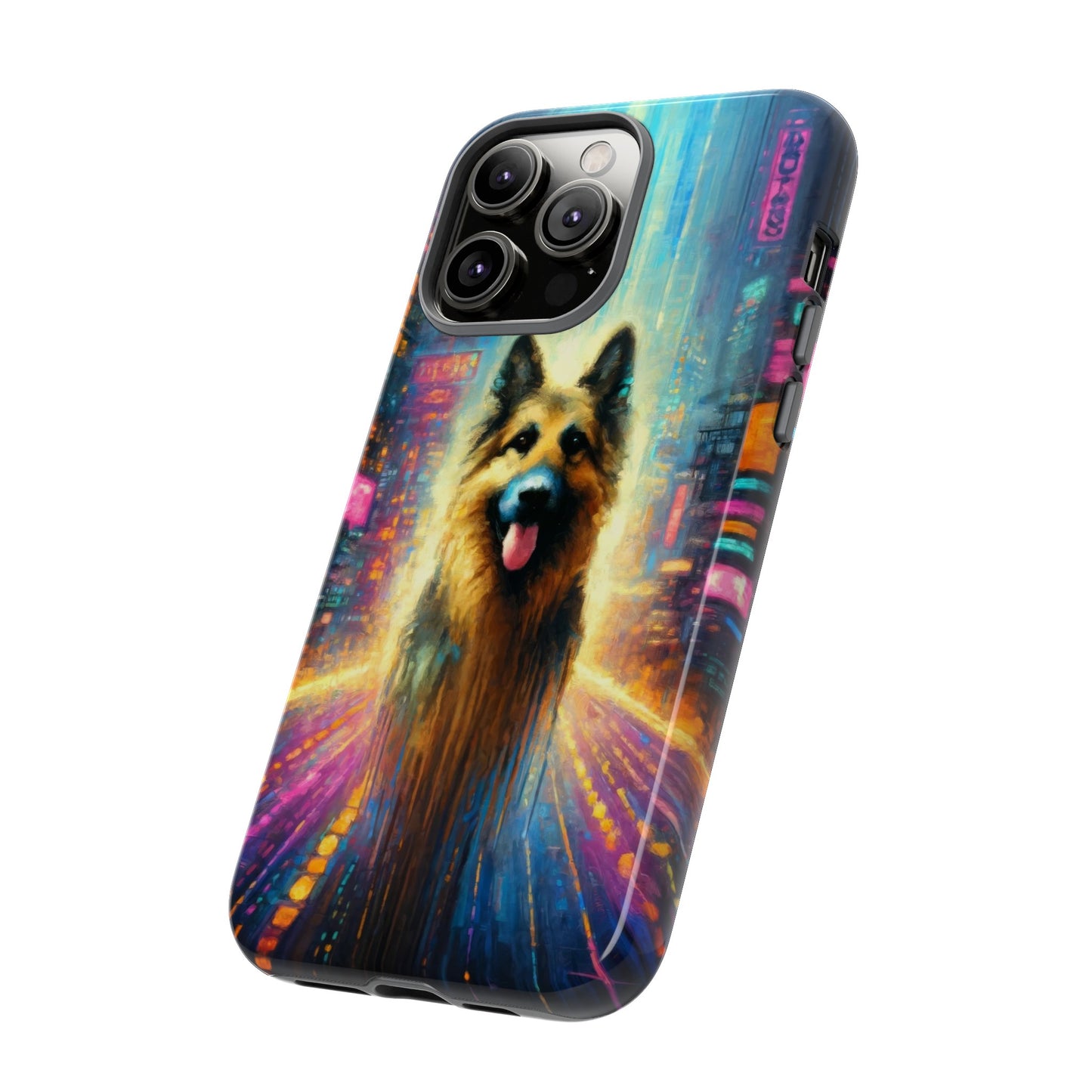 Impressionism meets cyberpunk German Shepherd Phone Case