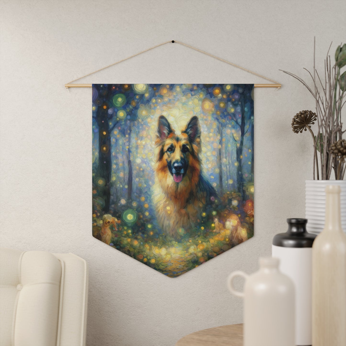 Neo-impressionism and fairy tale German Shepherd Pennant