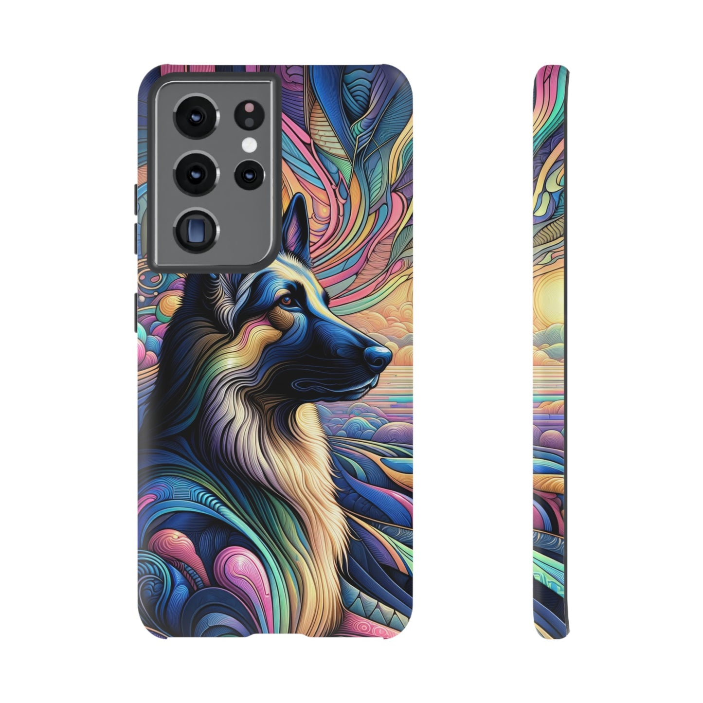 Art nouveau and vaporwave German Shepherd Phone Case