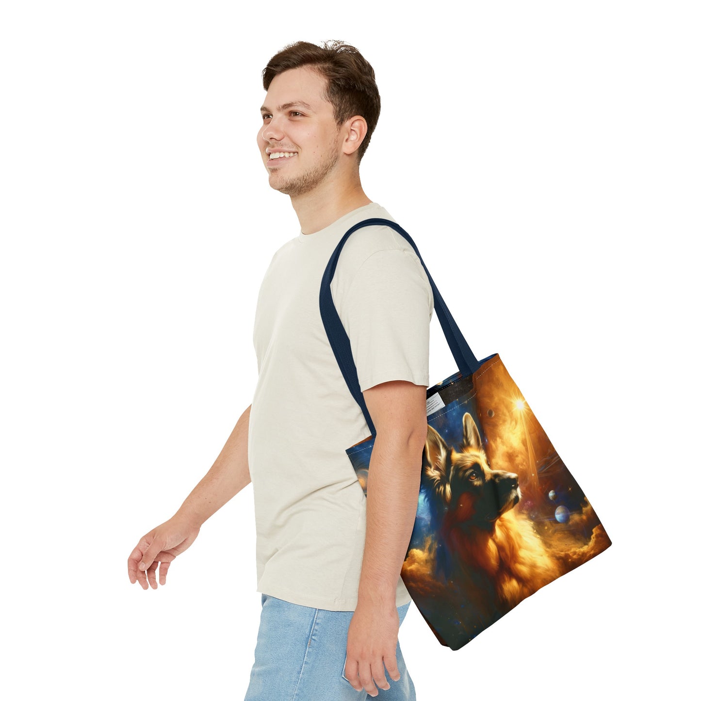 Sci-fi and stars-themed German Shepherd Tote Bag