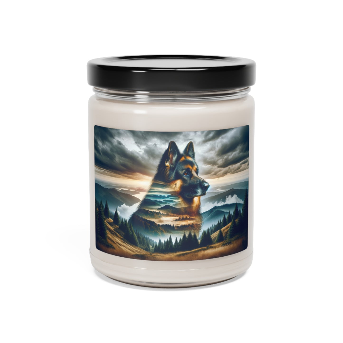 Romanticism and double exposure German Shepherd Scented Soy Candle, 9oz