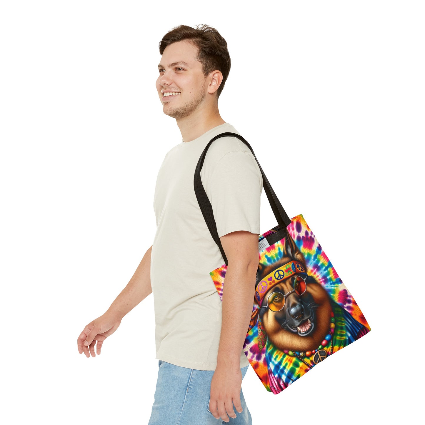 Hippie German Shepherd Tote Bag