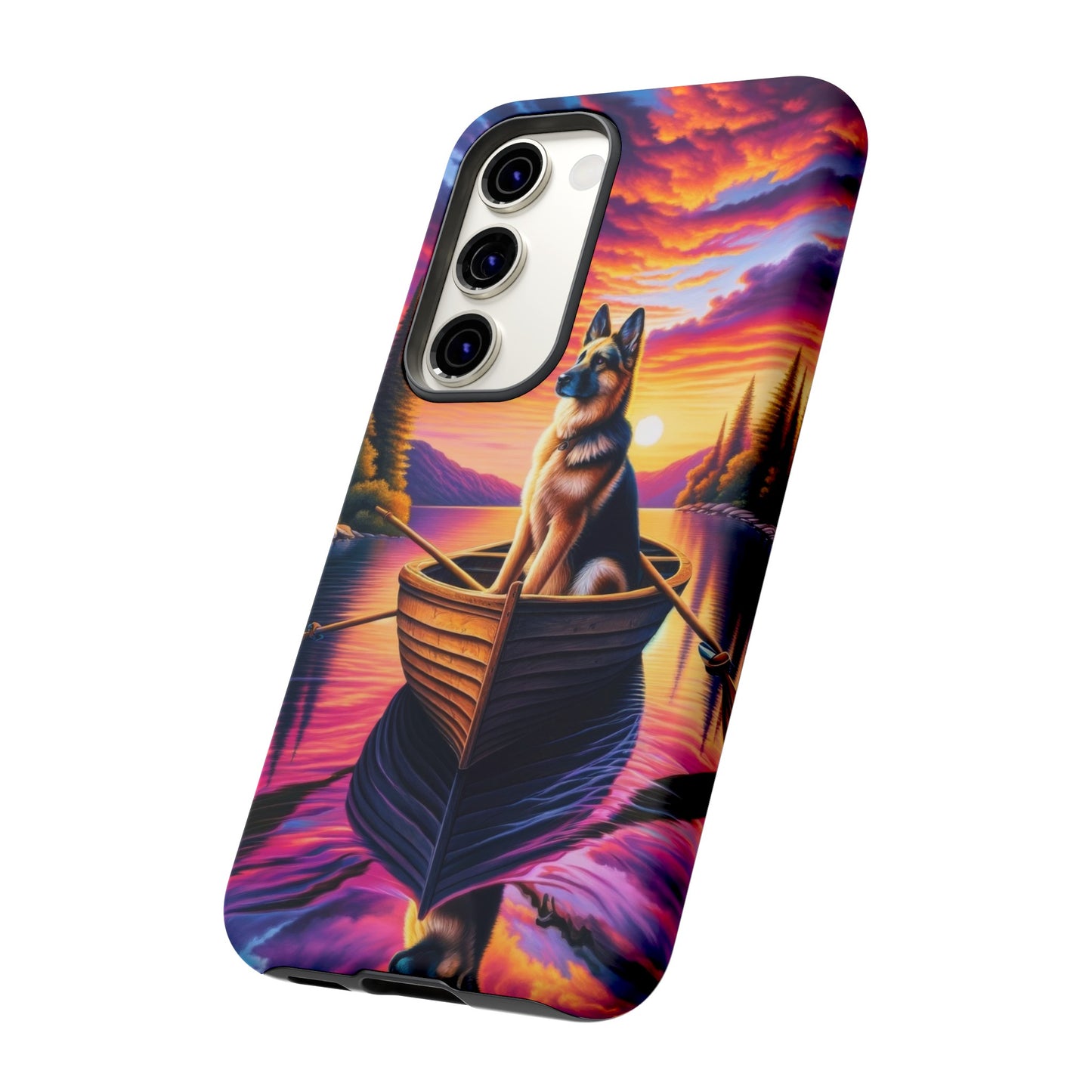 German Shepherd Rowing a boat Phone Case