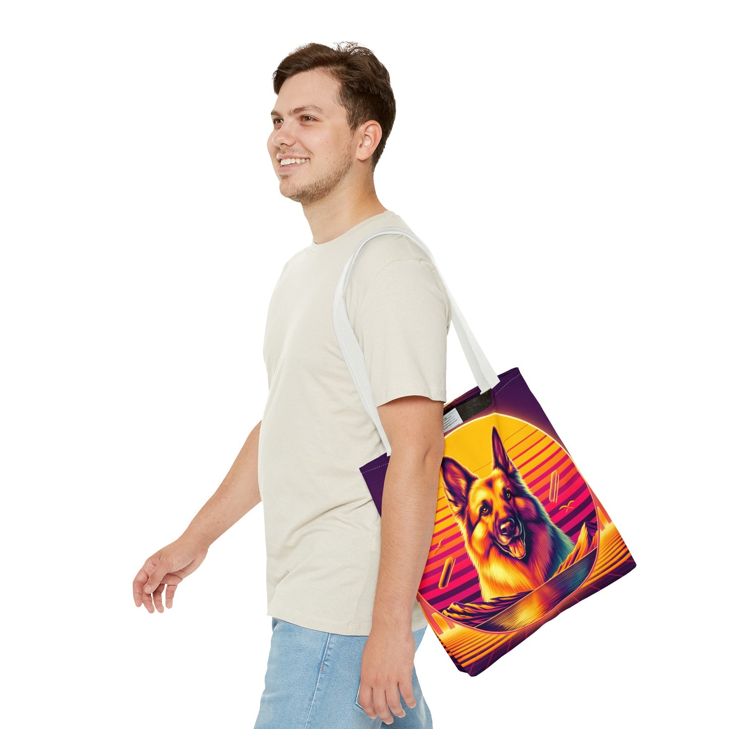 Vaporwave and golden hour German Shepherd Tote Bag