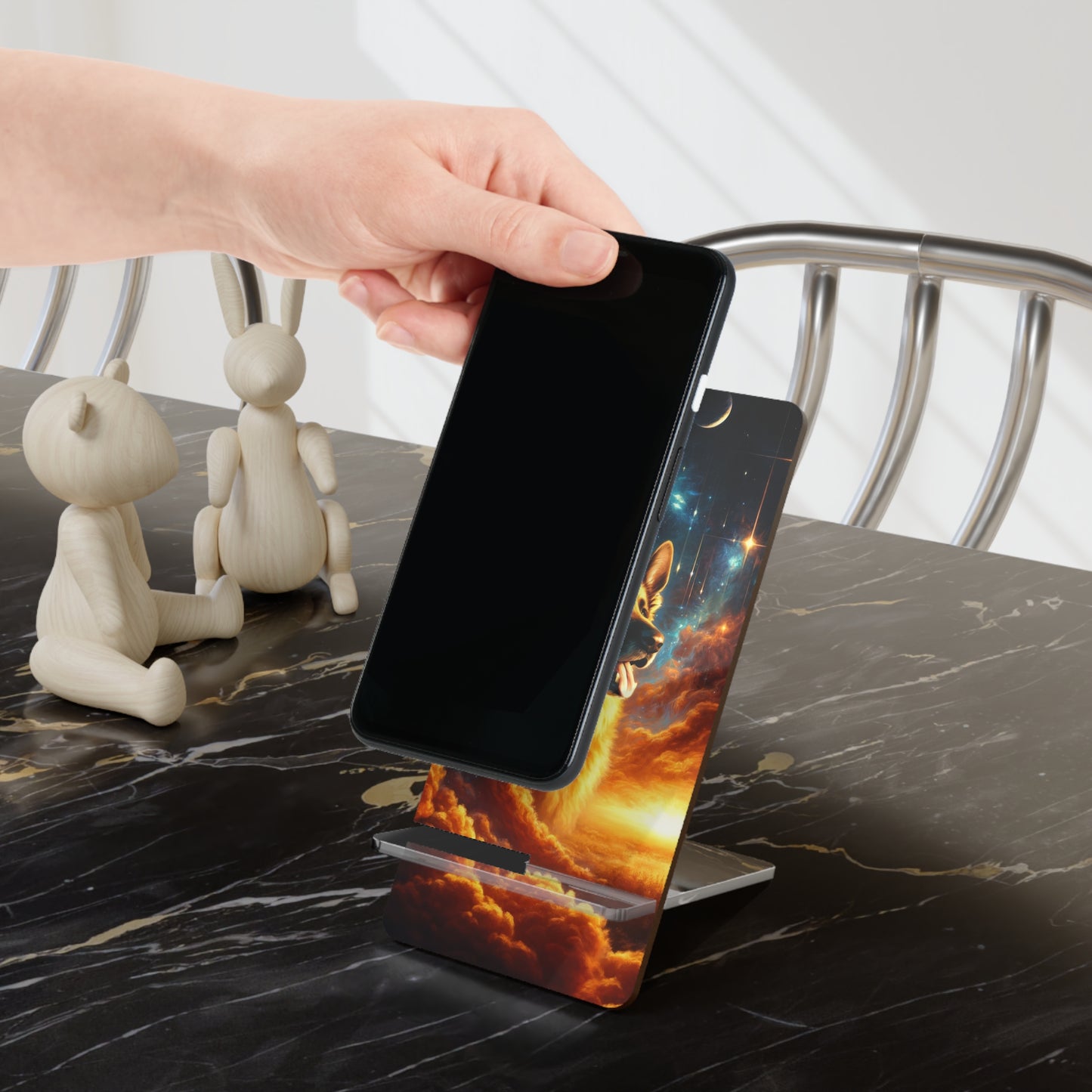 Sci-fi and stars-themed German Shepherd Smartphone Stand