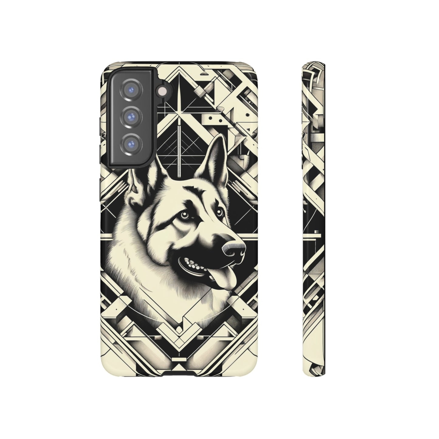 Constructivism and etching style German Shepherd Phone Case