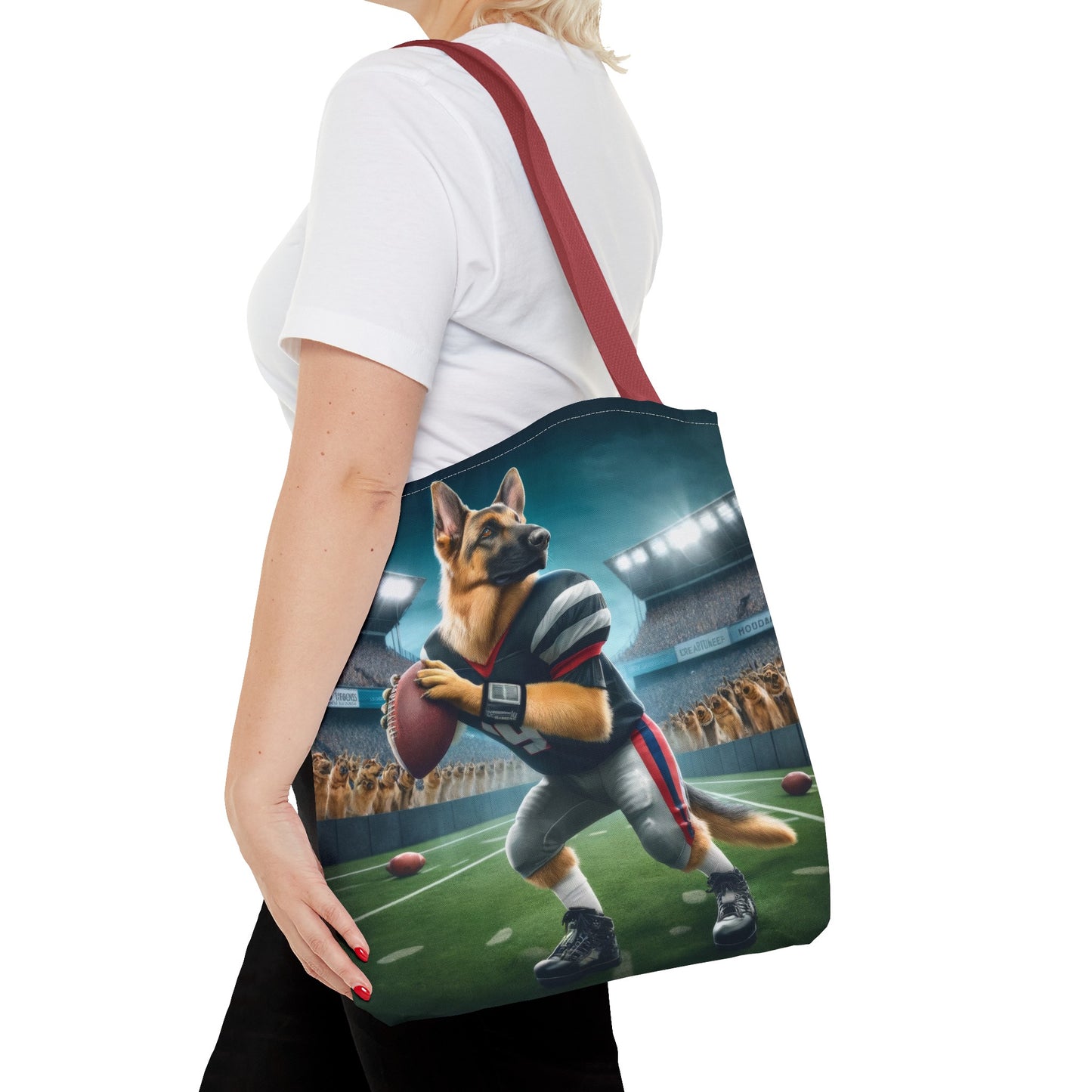 German Shepherd Playing Football Tote Bag