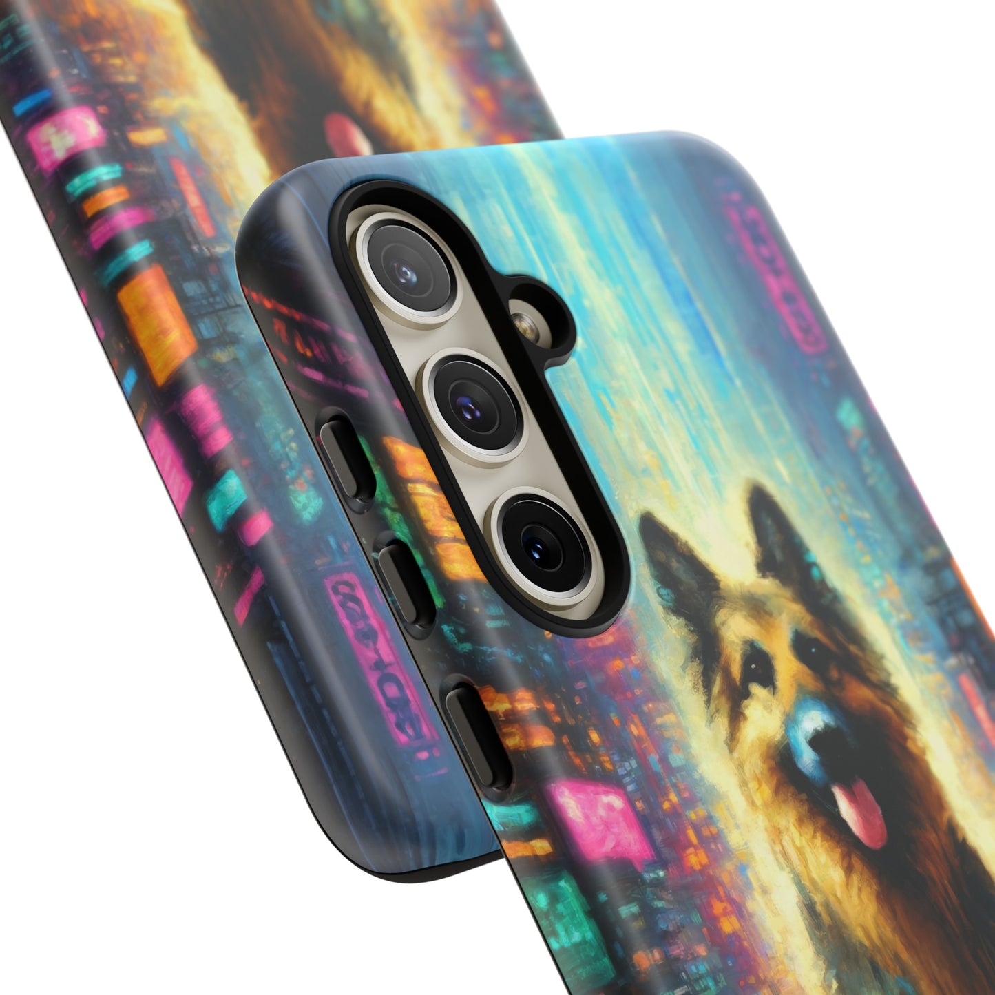 Impressionism meets cyberpunk German Shepherd Phone Case