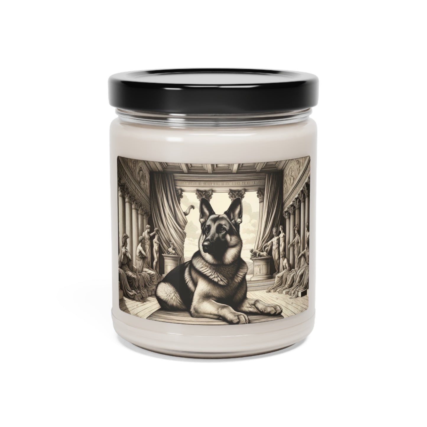 Etching and greco-roman German Shepherd Scented Soy Candle, 9oz