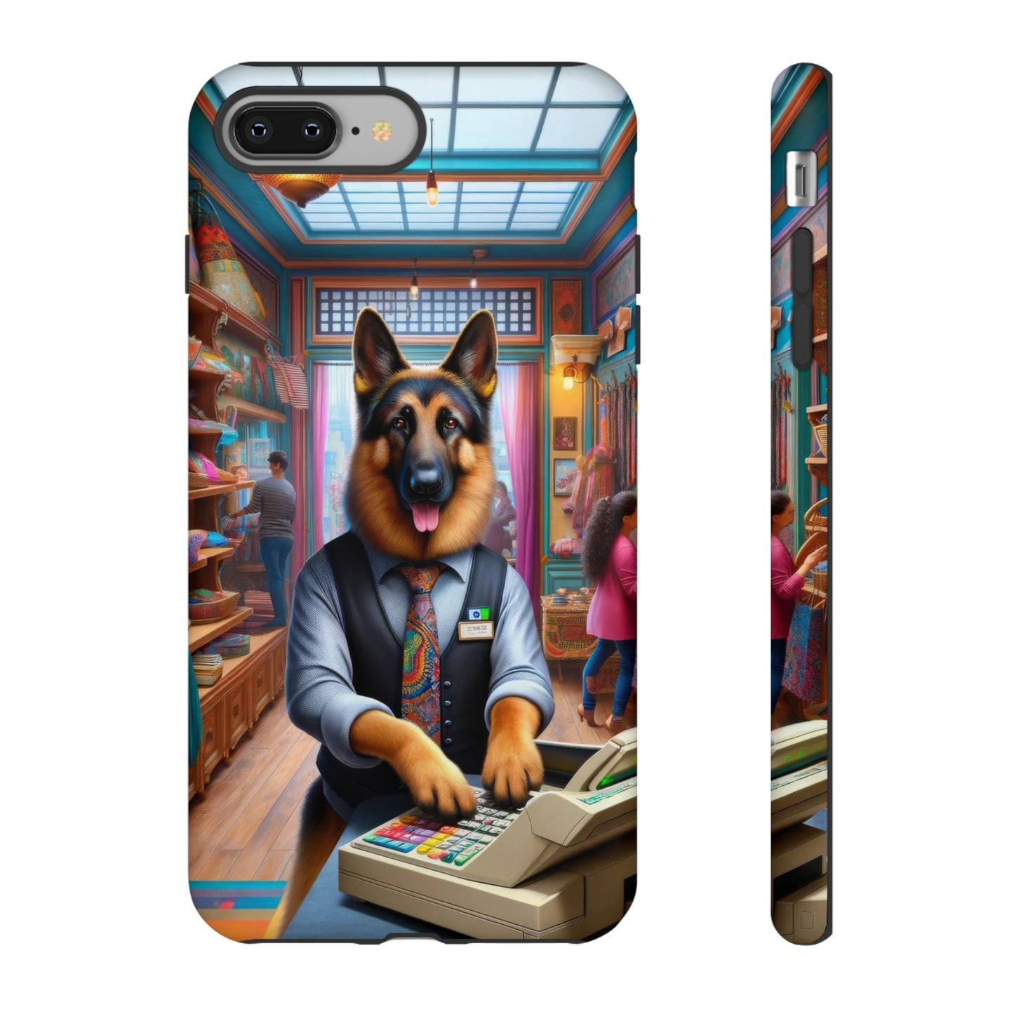 German Shepherd Operating a Cash Register Phone Case
