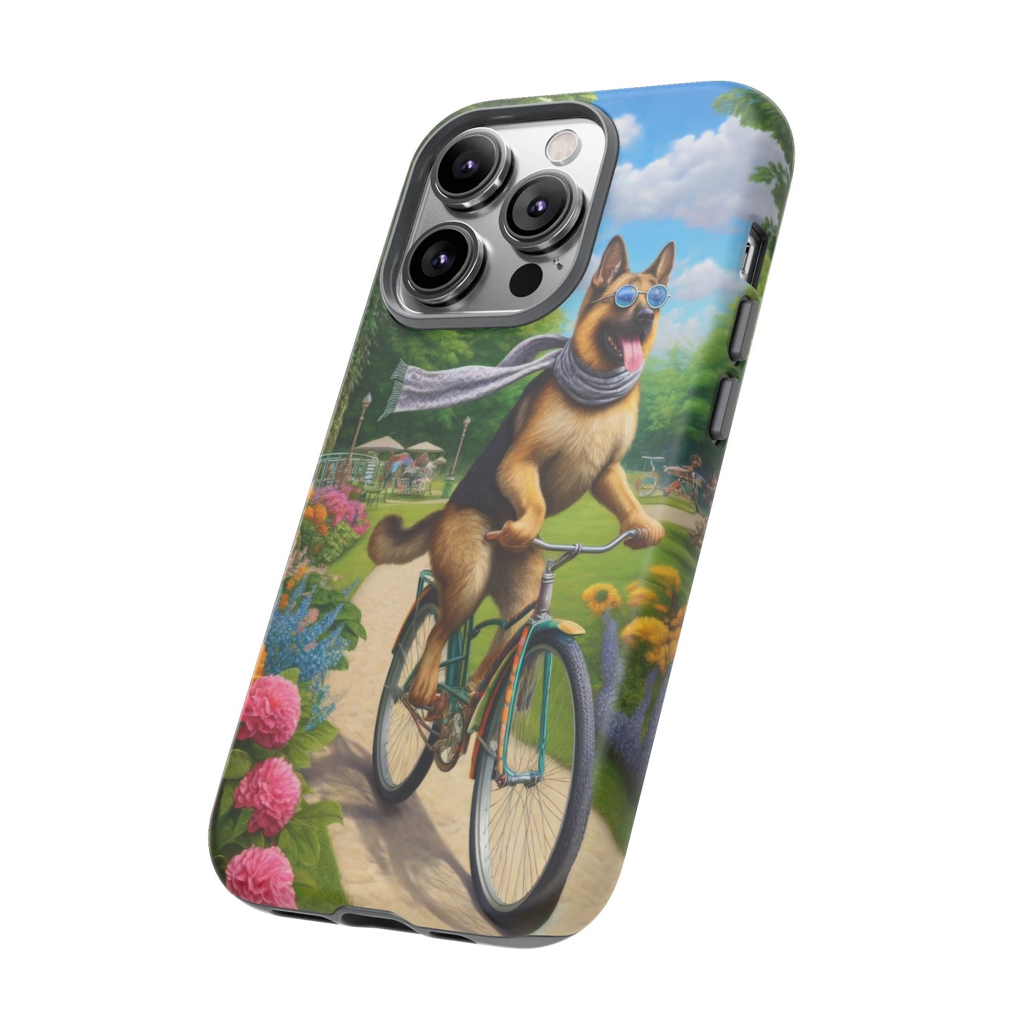 German Shepherd Riding a Bicycle Phone Case