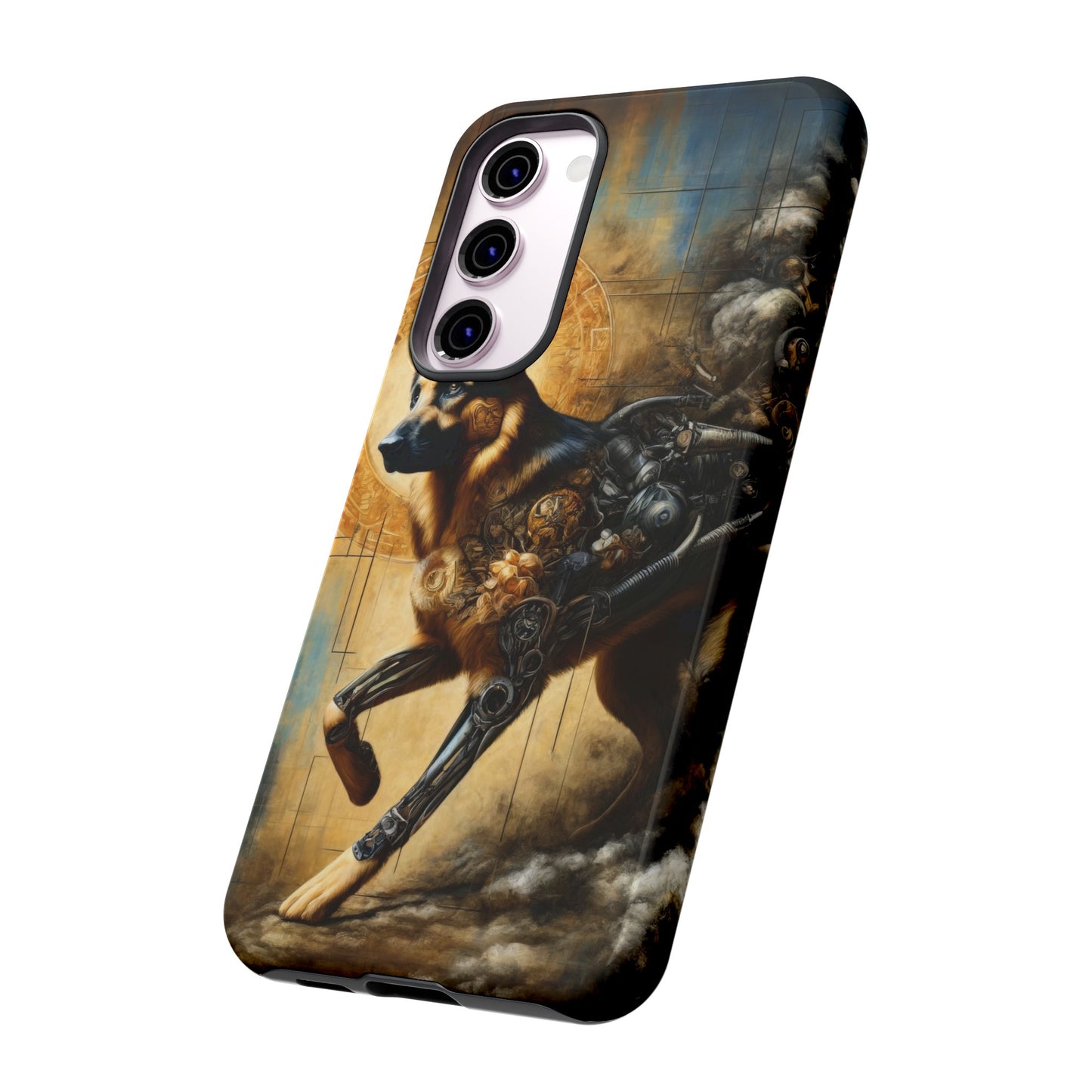 Byzantine, charcoal, and cybernetic German Shepherd Phone Case