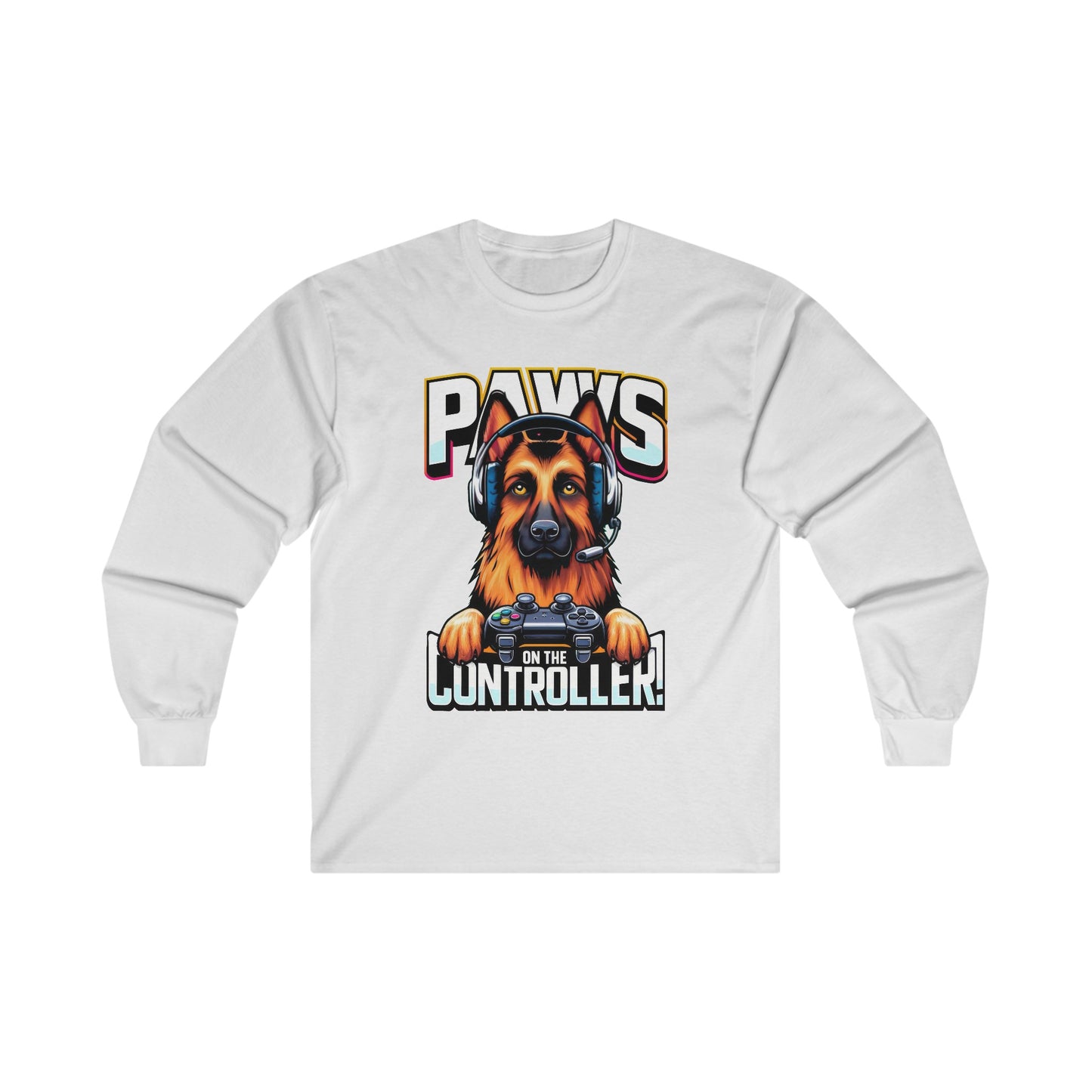 Paws on the Controller Long Sleeve Shirt (20 colors) (German Shepherd)