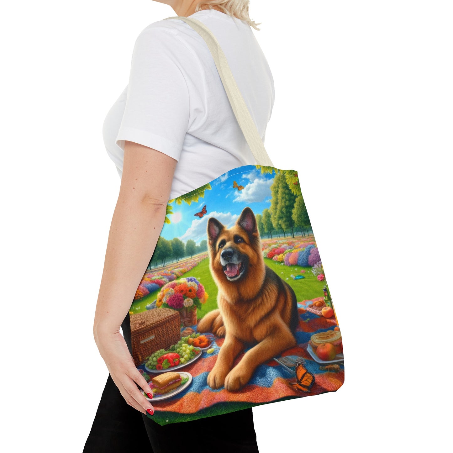 German Shepherd Having a Picnic Tote Bag