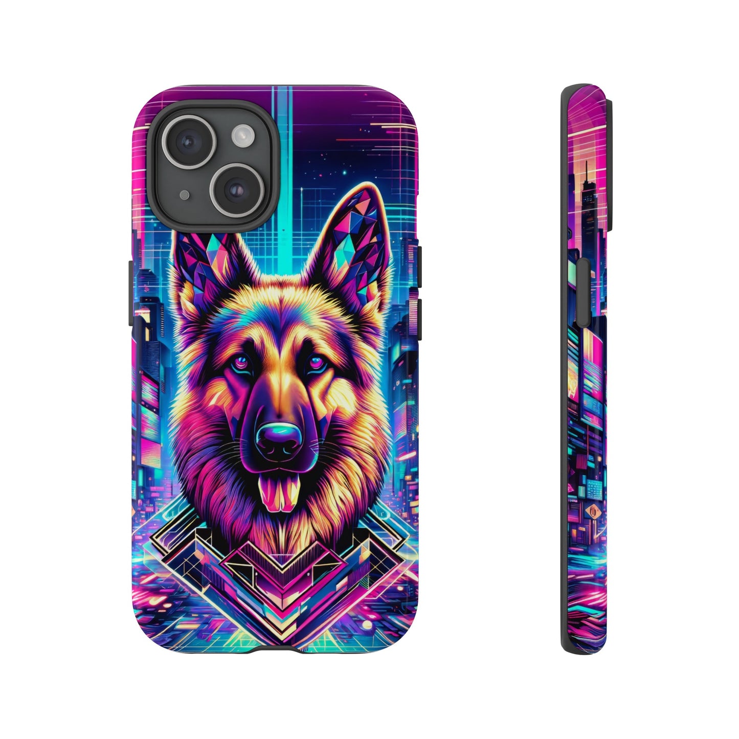 Glitch art German Shepherd Phone Case