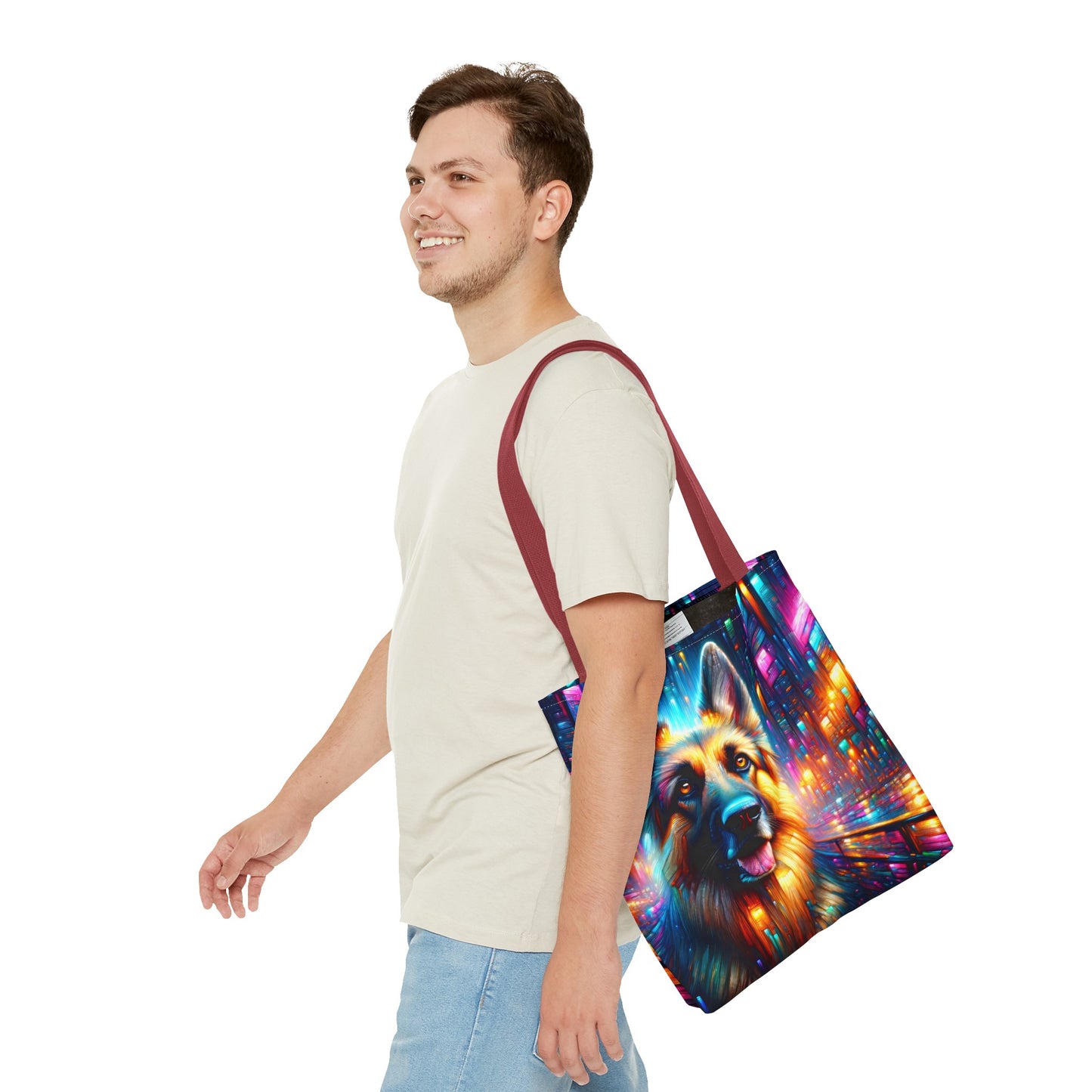 Neon light German Shepherd Tote Bag