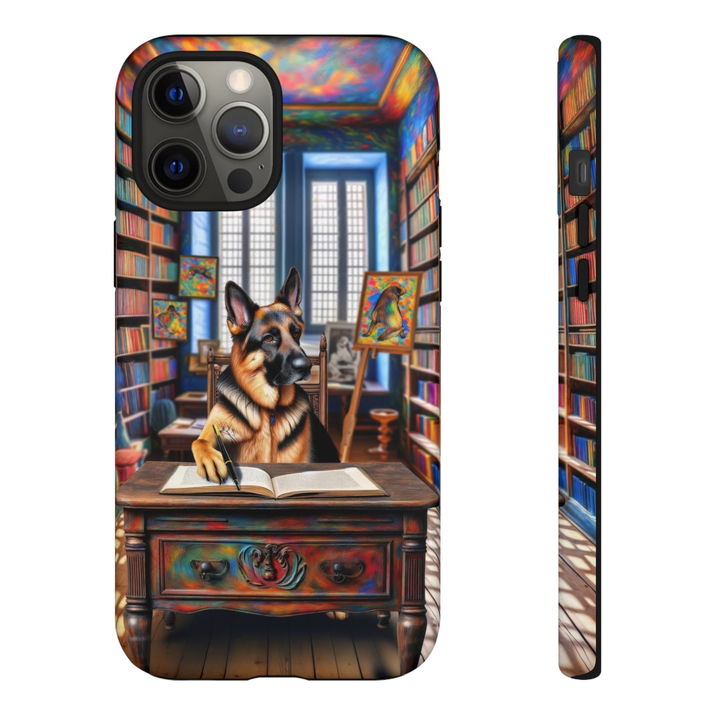 German Shepherd Writing a Book Phone Case