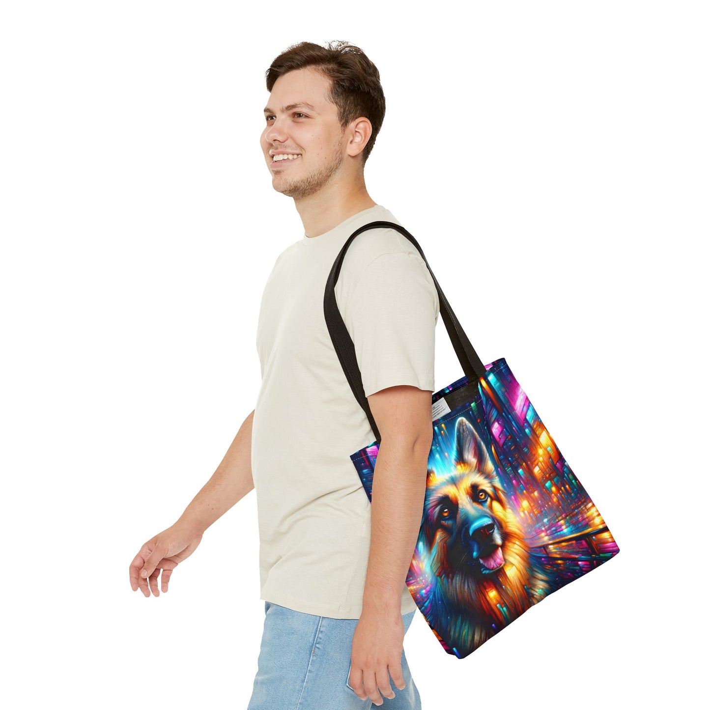 Neon light German Shepherd Tote Bag