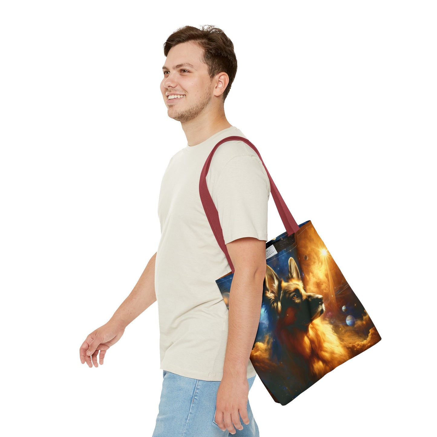 Sci-fi and stars-themed German Shepherd Tote Bag