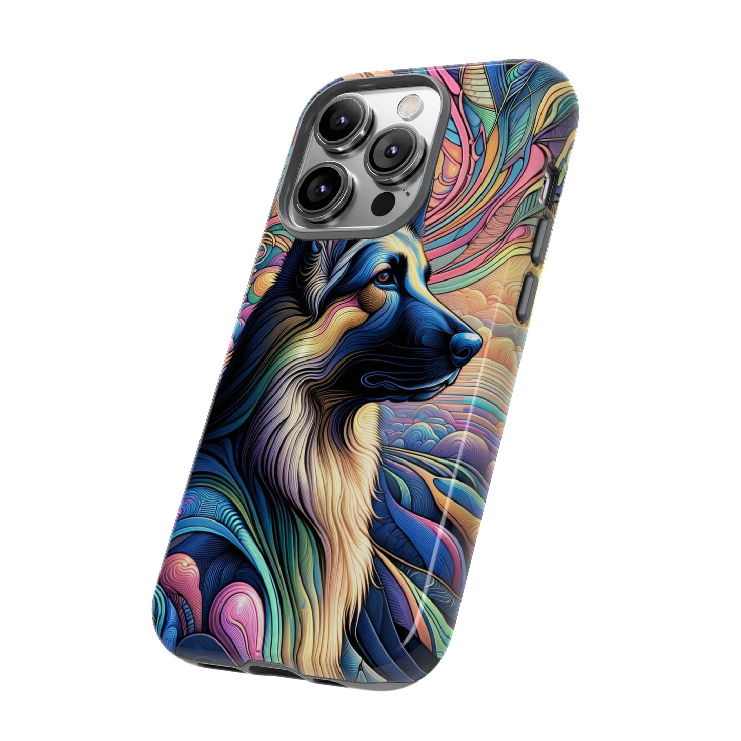 Art nouveau and vaporwave German Shepherd Phone Case