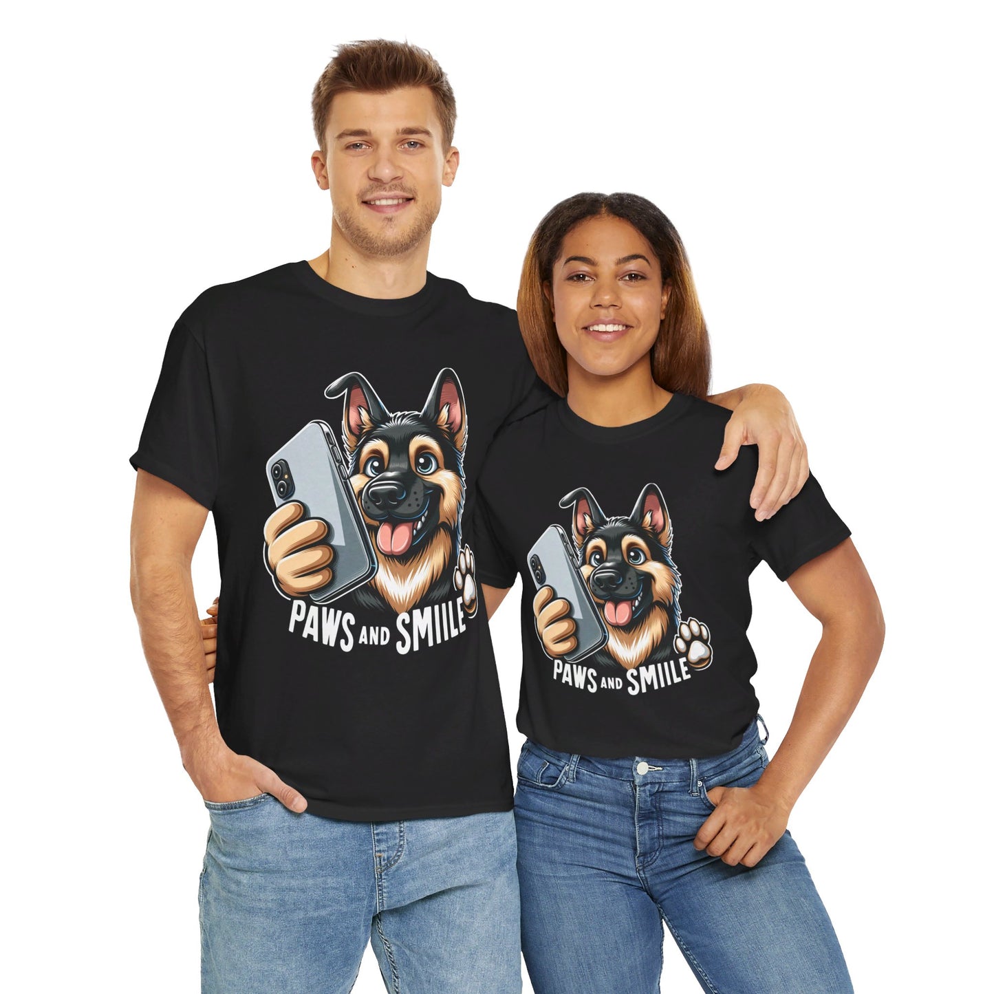 Paws and Smile T-Shirt (13 colors) (German Shepherd)