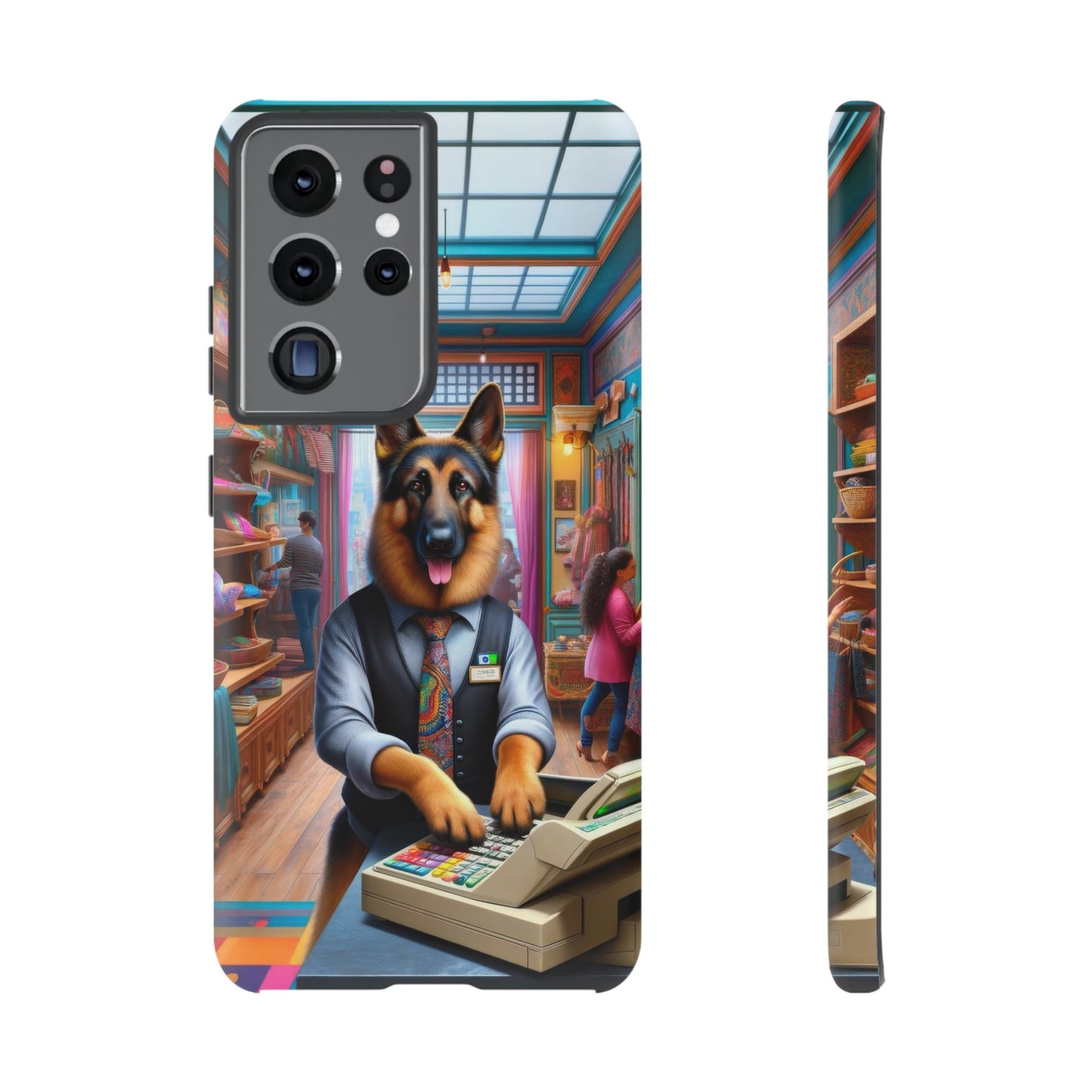 German Shepherd Operating a Cash Register Phone Case