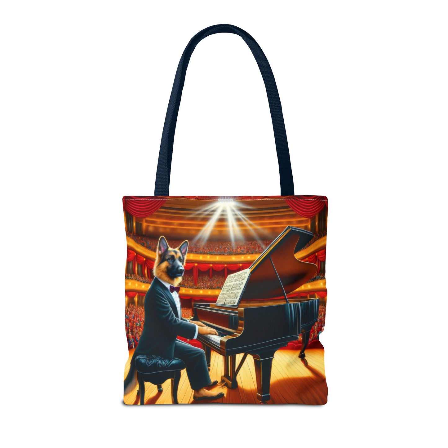 German Shepherd Playing the Piano Tote Bag