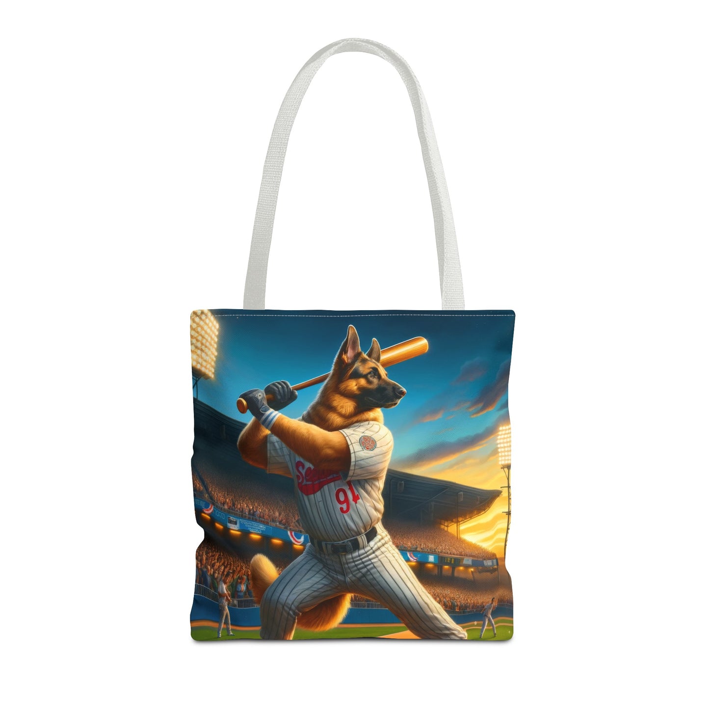 German Shepherd Playing Baseball Tote Bag