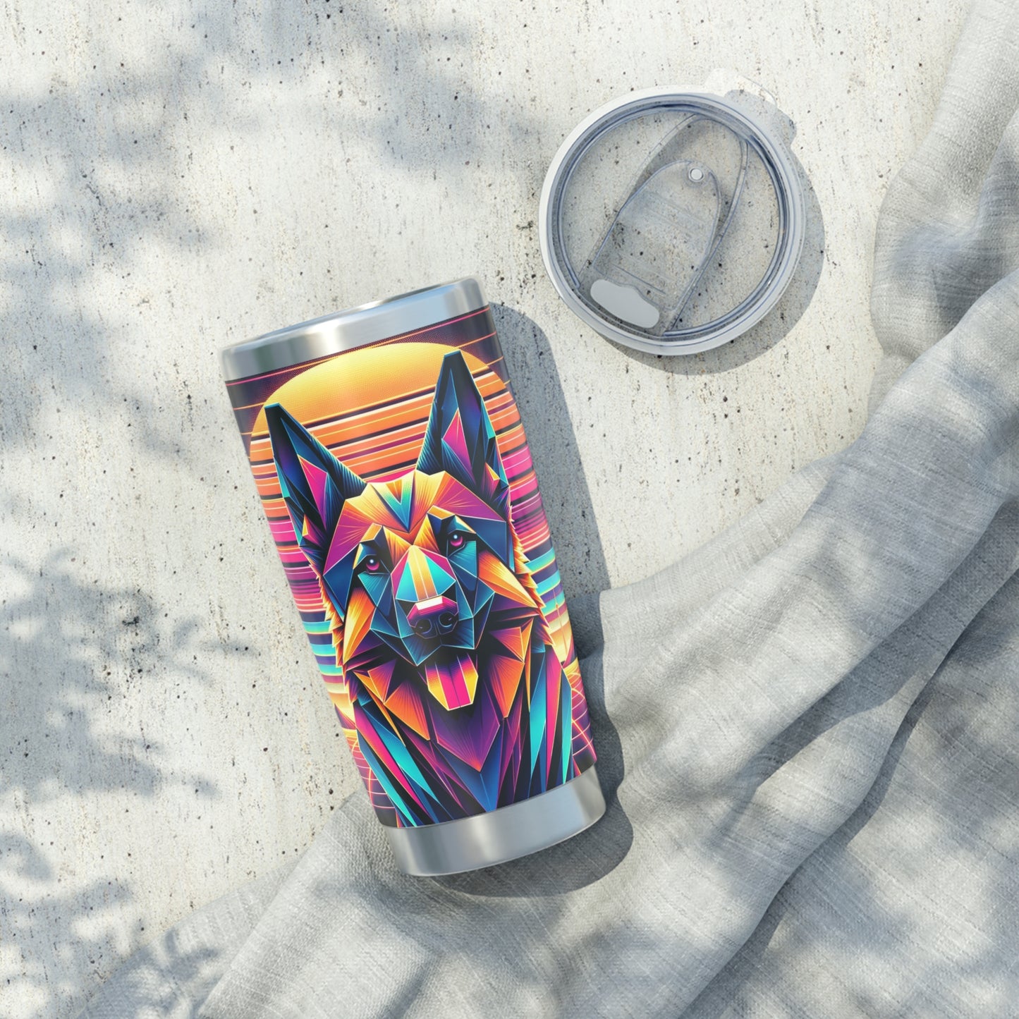 Origami and polyart German Shepherd 20oz Tumbler