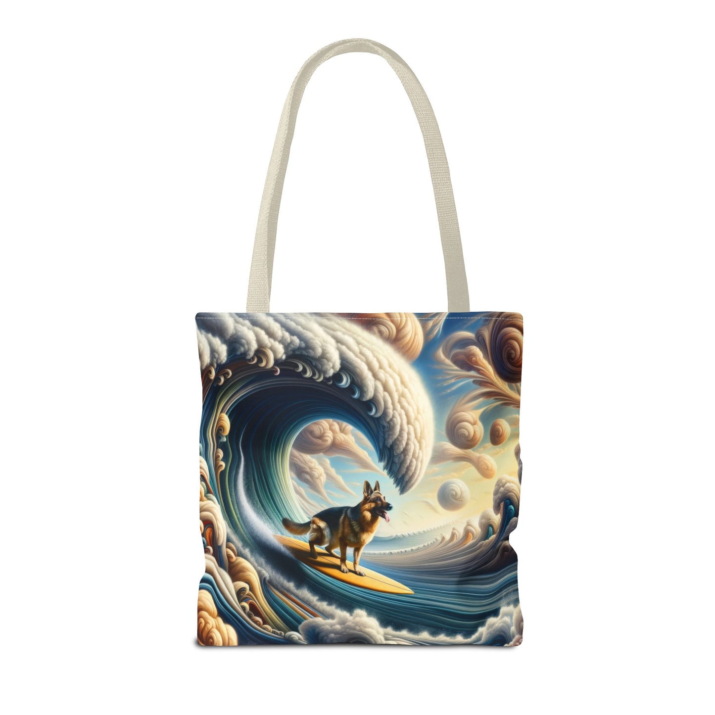 German Shepherd Surfing Tote Bag