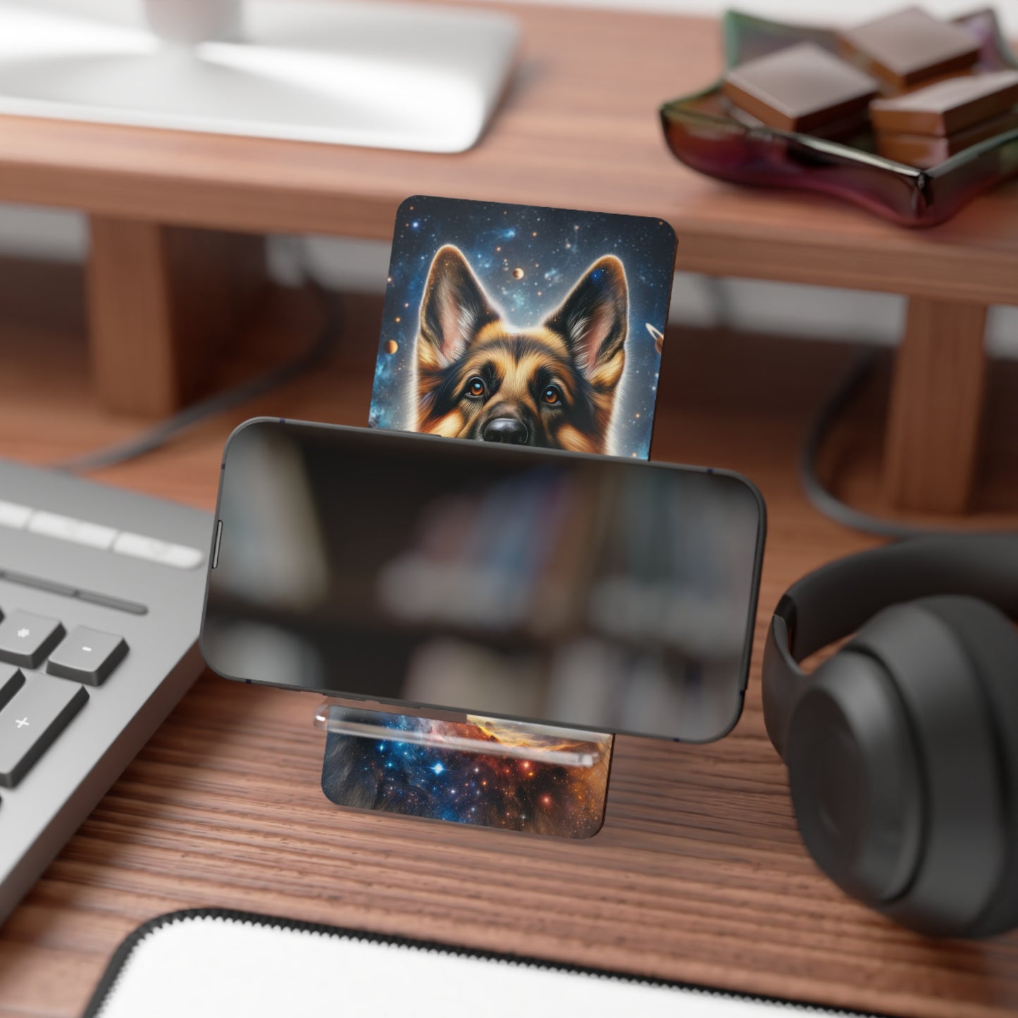 German Shepherd in Space Smartphone Stand