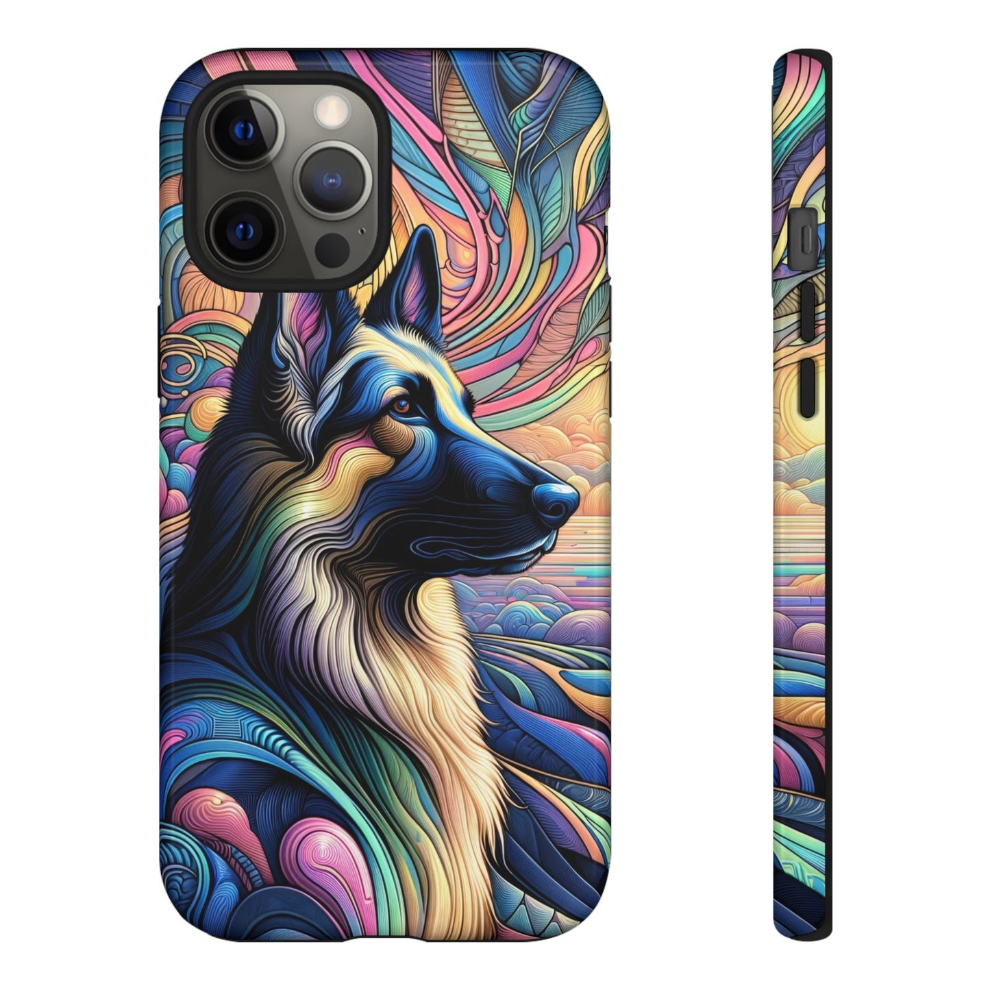 Art nouveau and vaporwave German Shepherd Phone Case