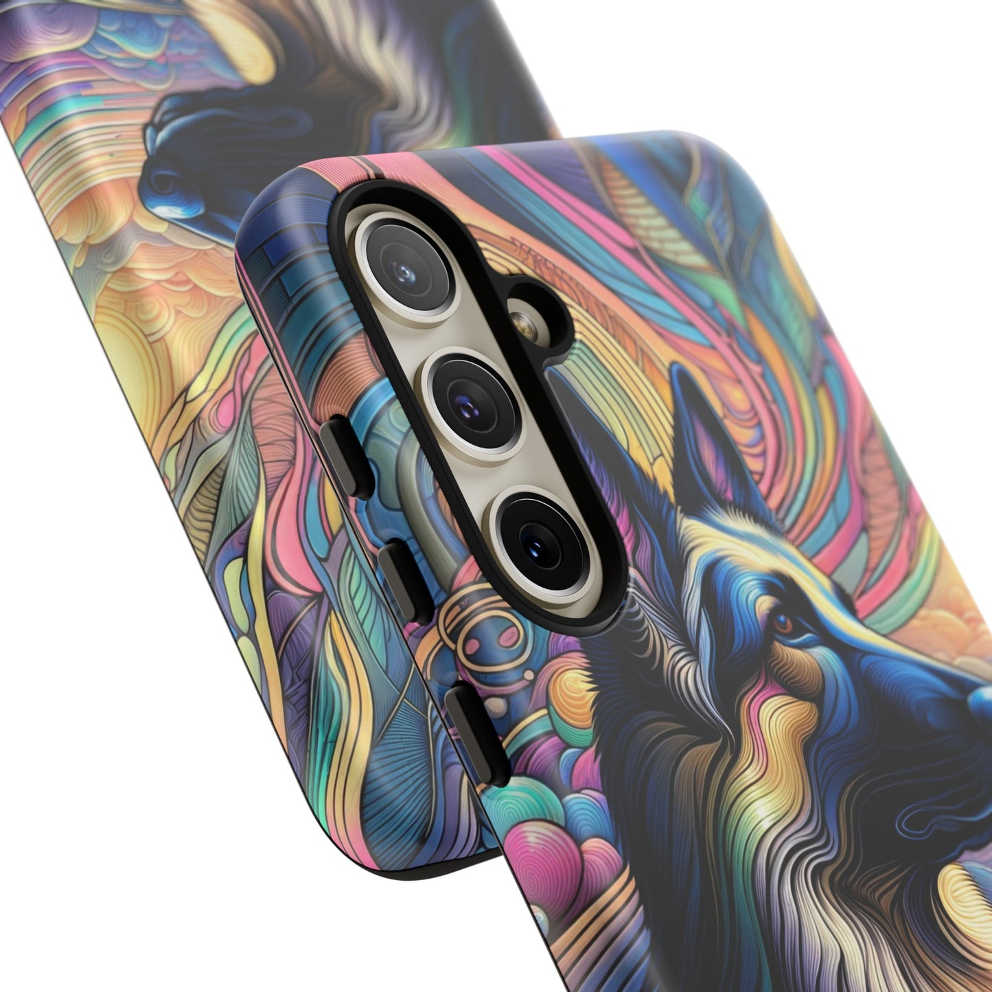 Art nouveau and vaporwave German Shepherd Phone Case