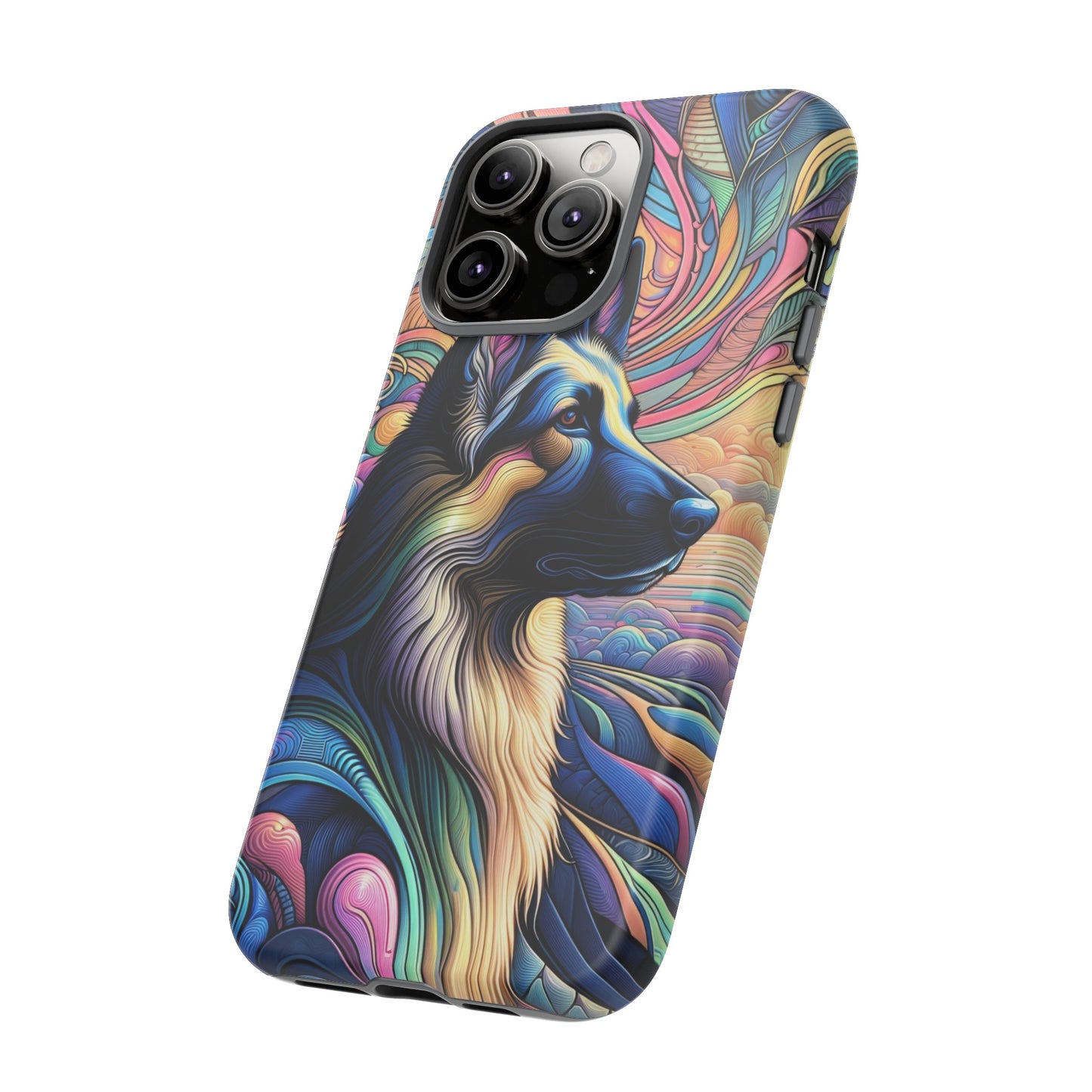 Art nouveau and vaporwave German Shepherd Phone Case