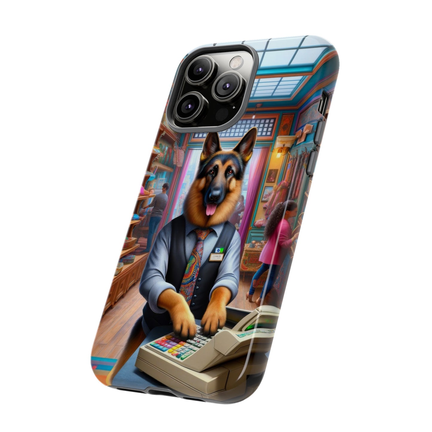 German Shepherd Operating a Cash Register Phone Case
