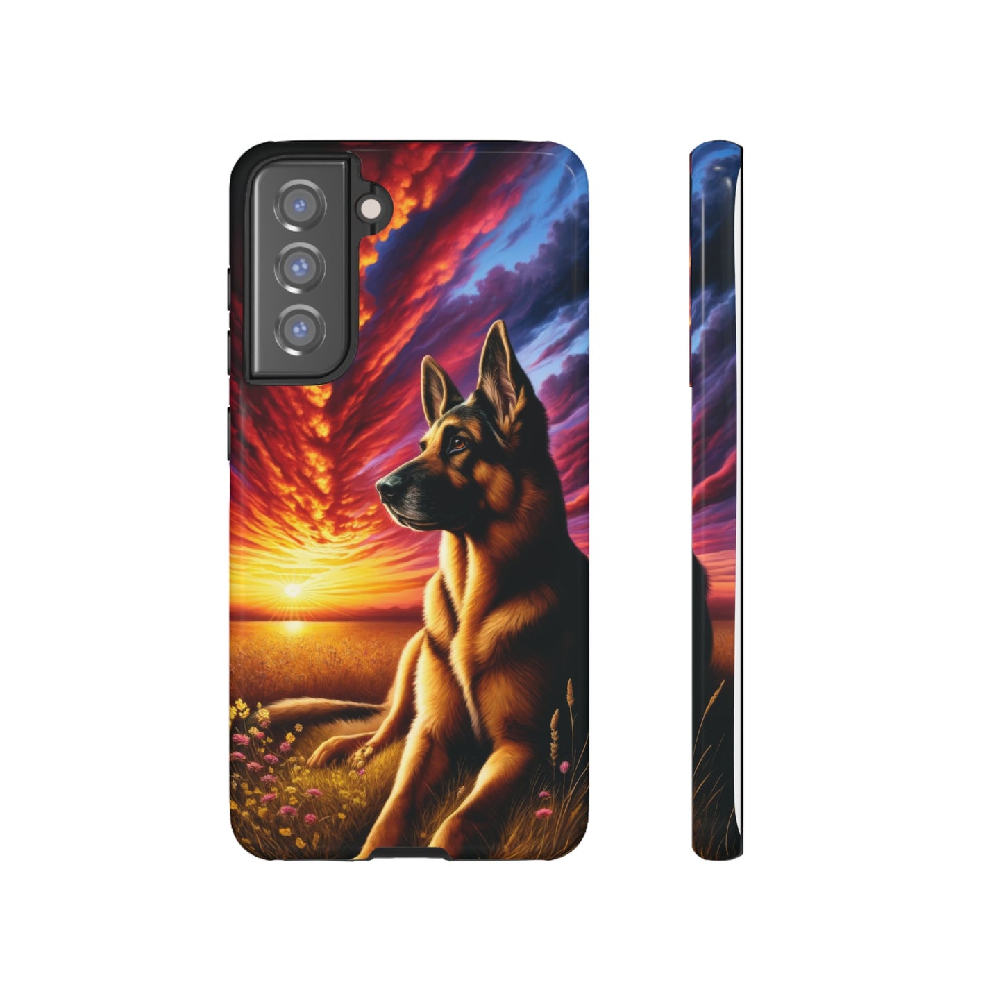 German Shepherd Watching a Sunset Phone Case