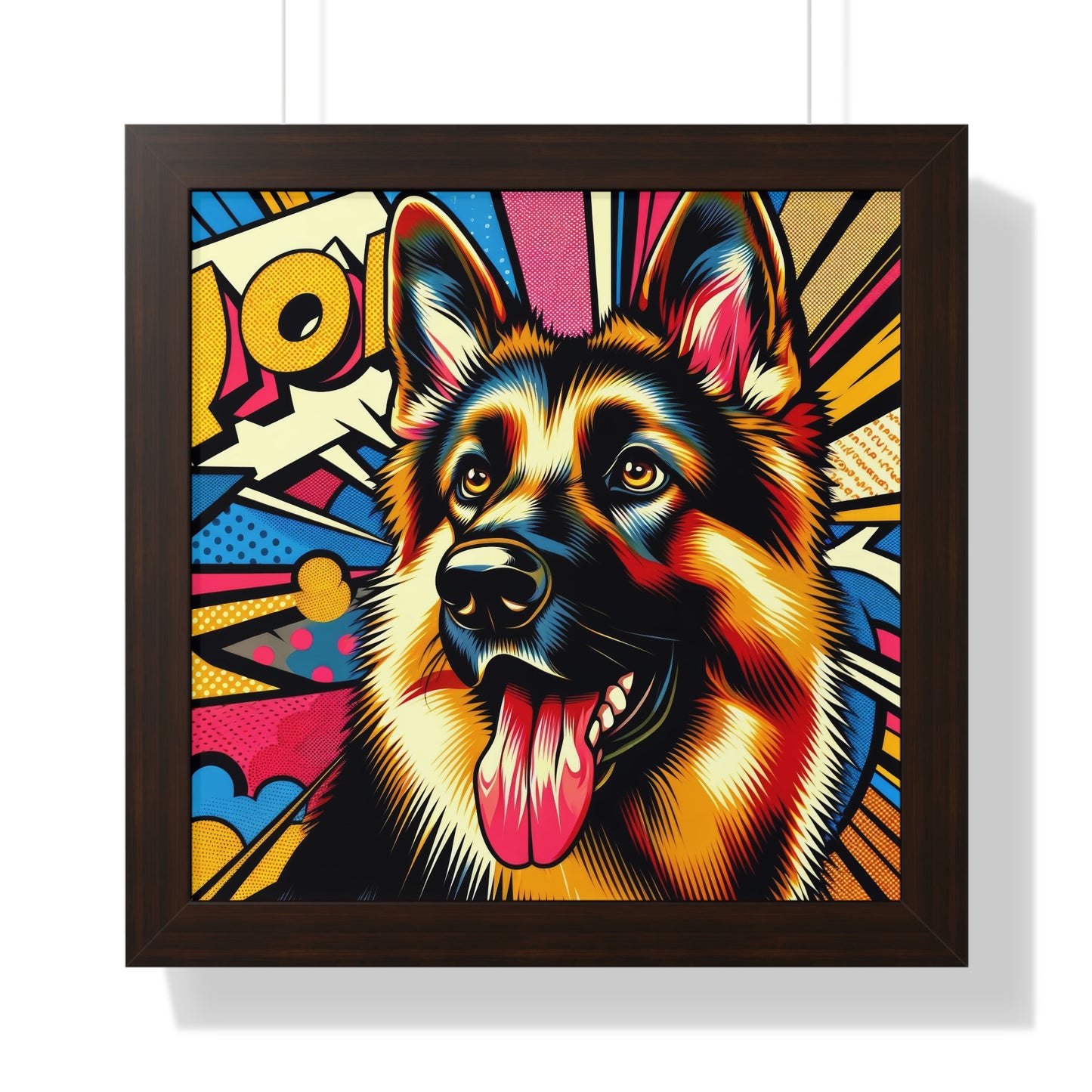 Anime style German Shepherd Framed Poster Painting 16x16