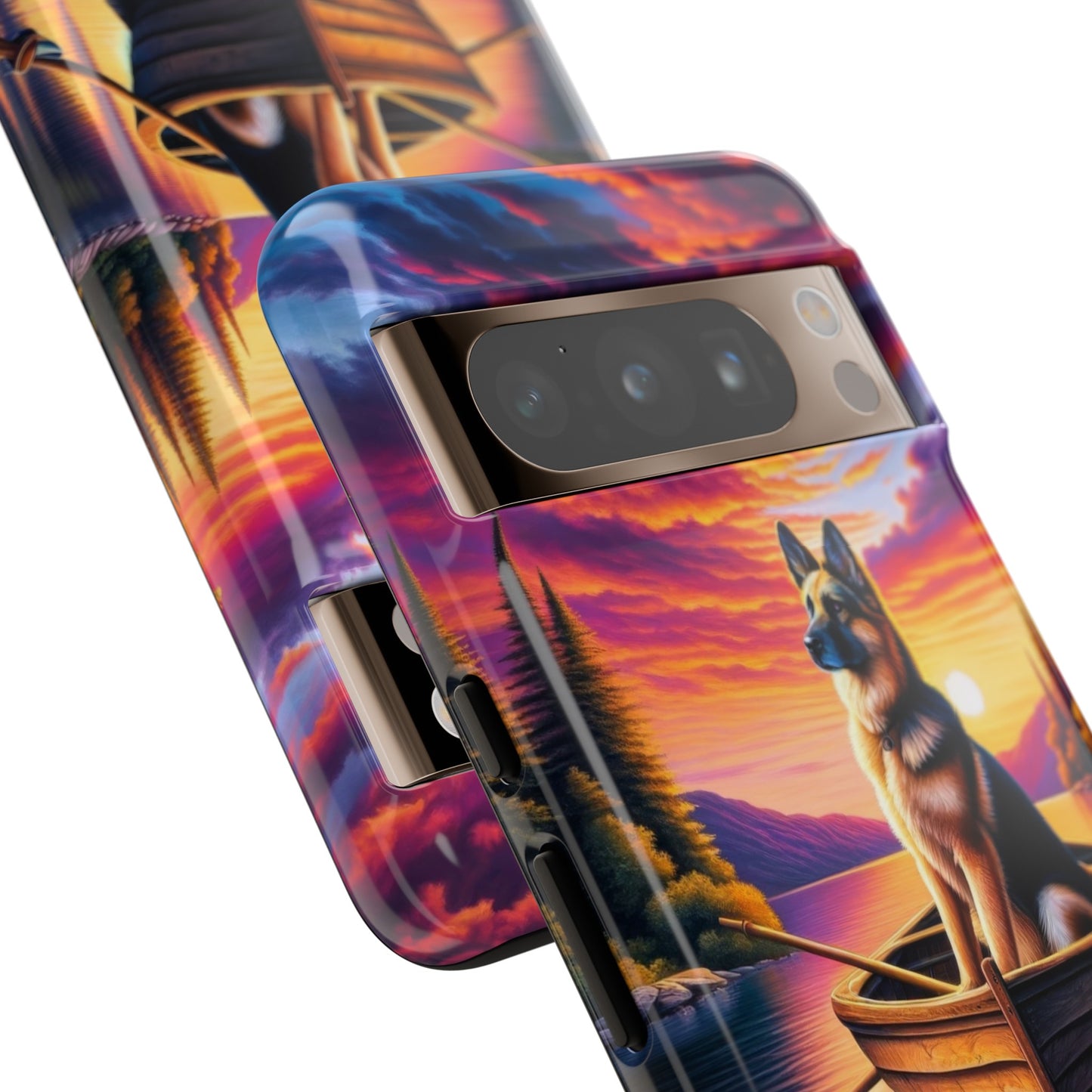 German Shepherd Rowing a boat Phone Case