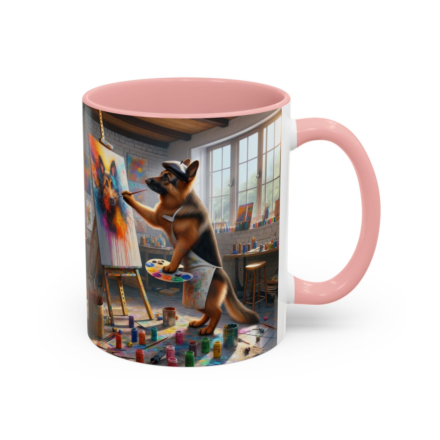 German Shepherd Painting on a Canvas Coffee Mug