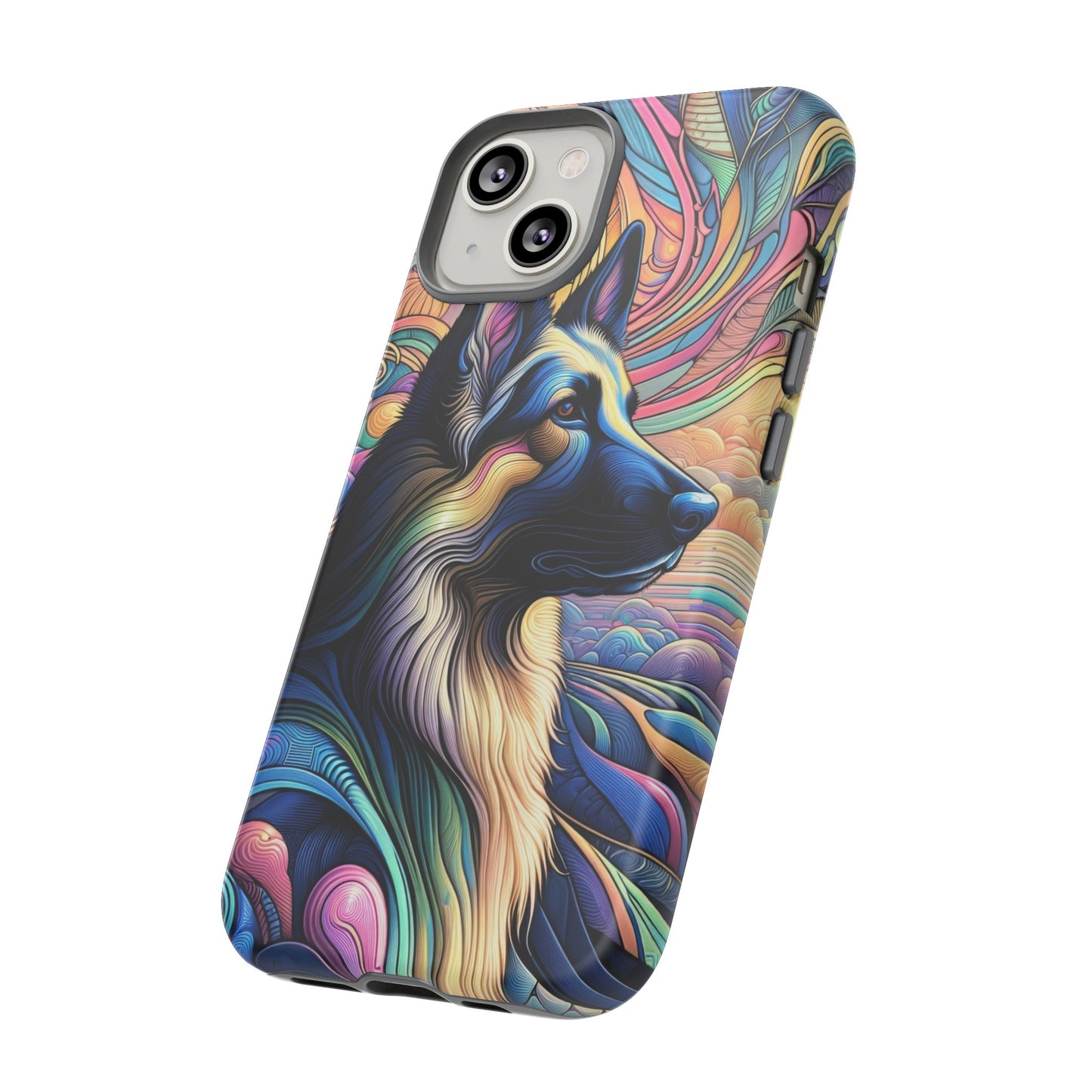 Art nouveau and vaporwave German Shepherd Phone Case