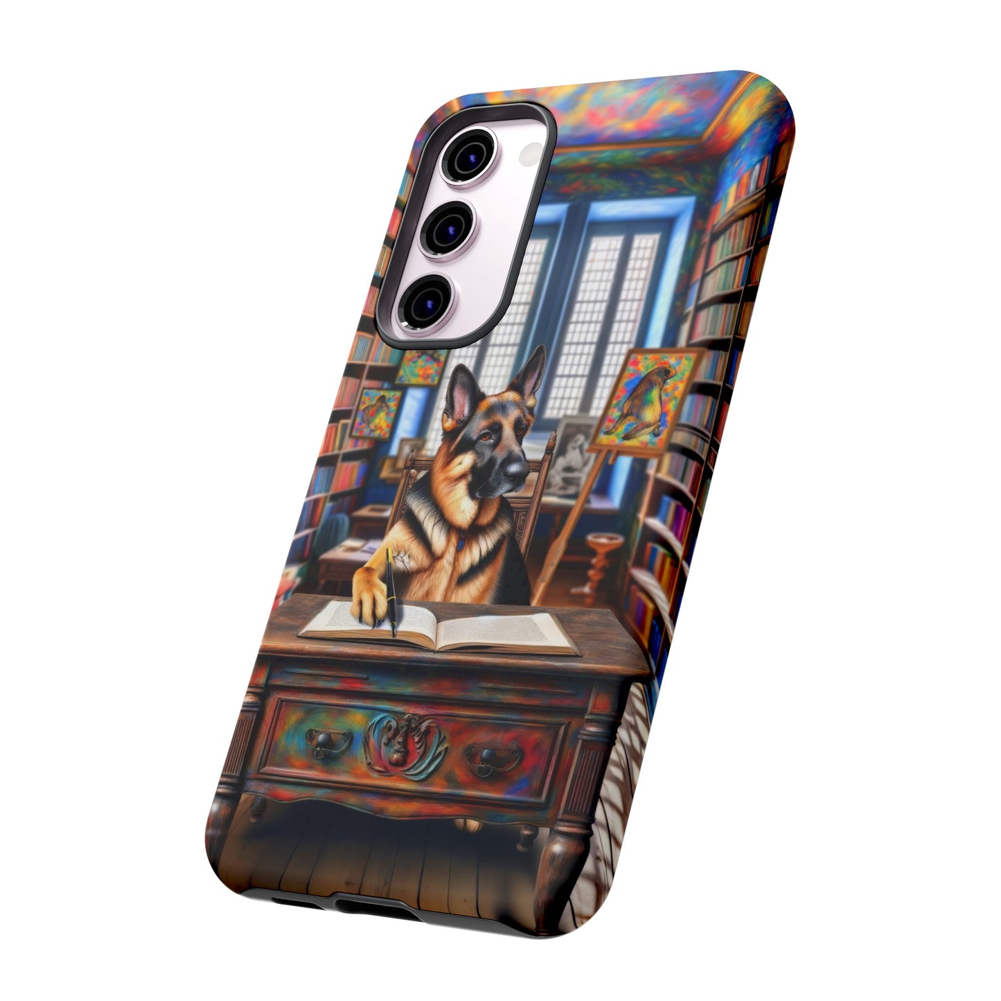 German Shepherd Writing a Book Phone Case