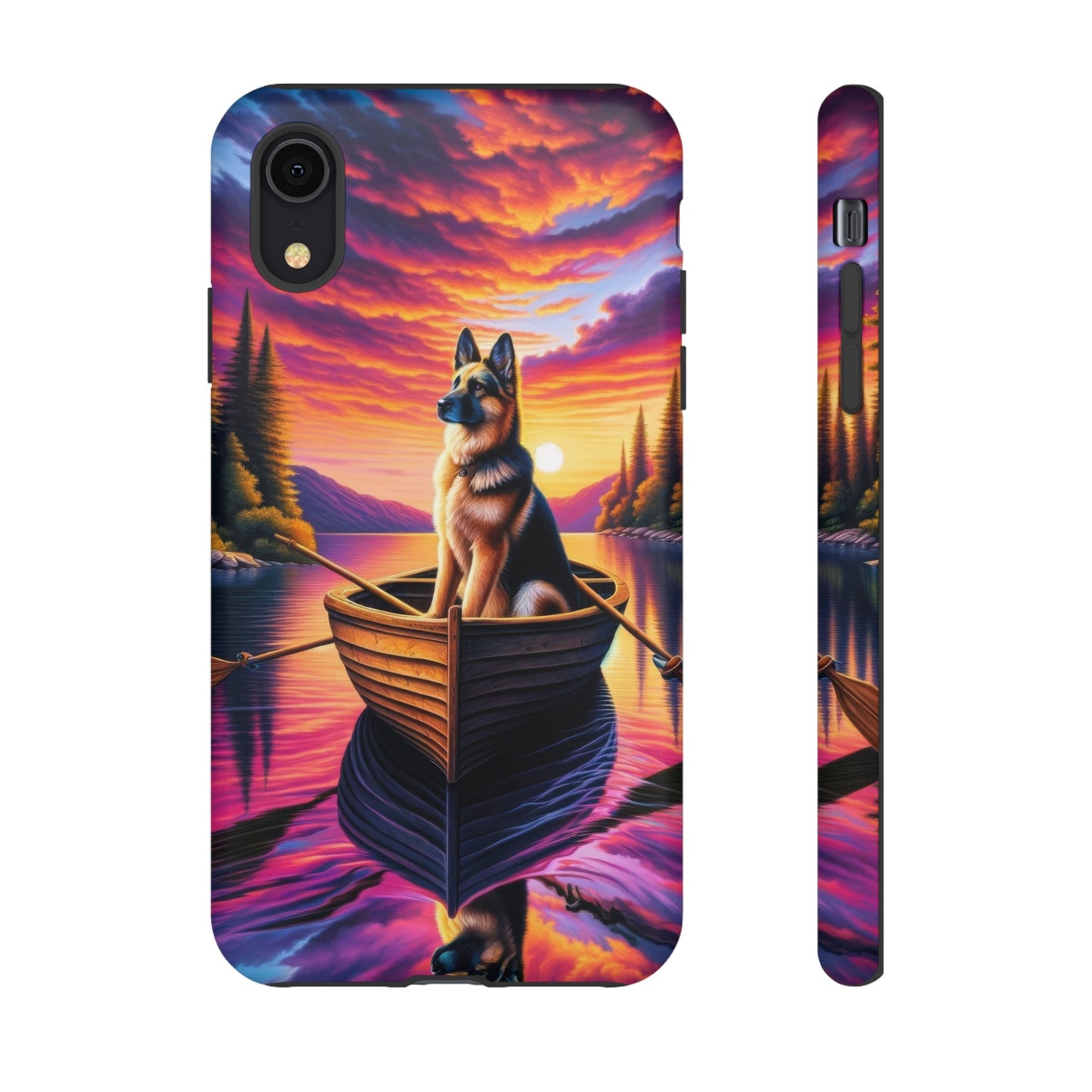 German Shepherd Rowing a boat Phone Case